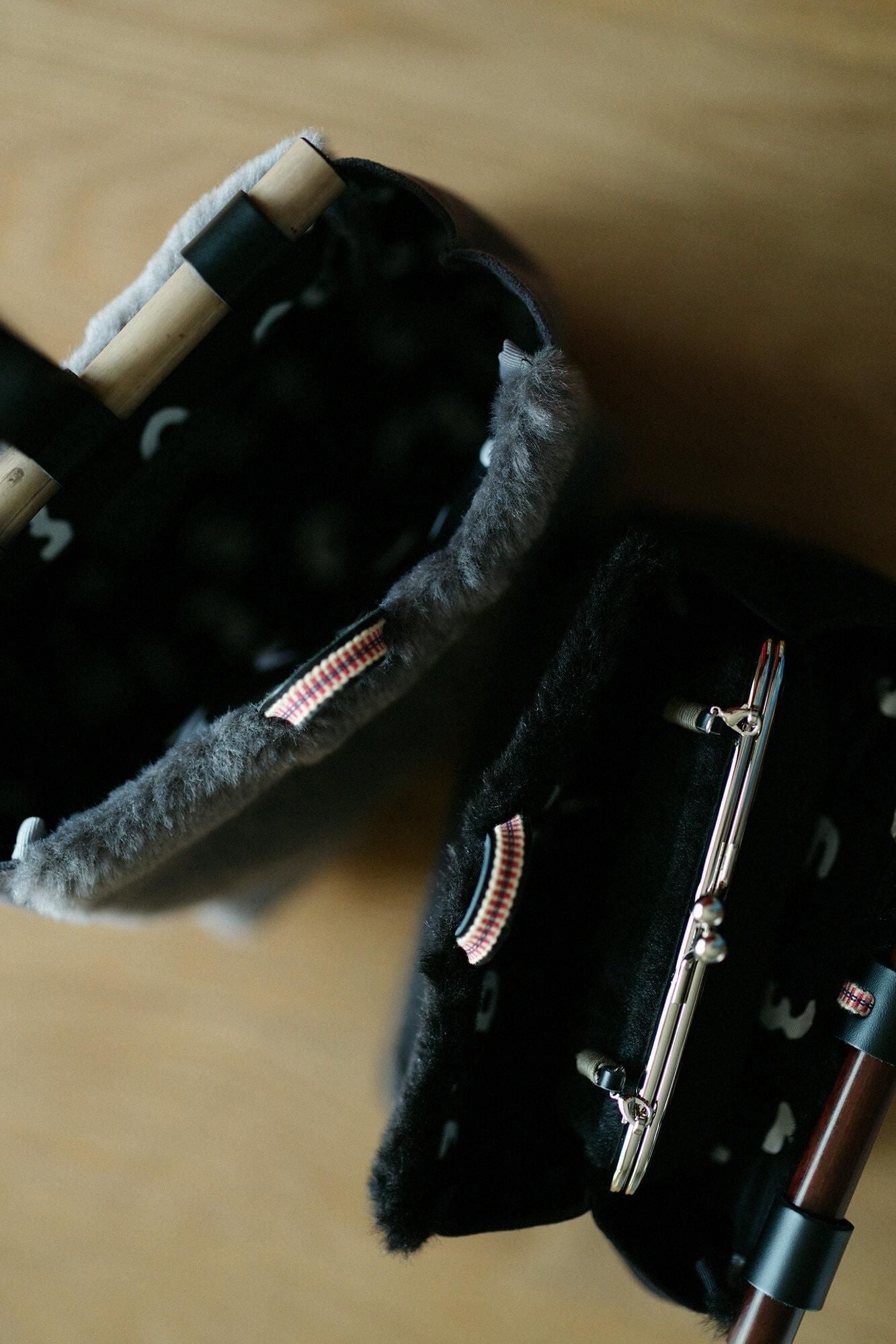 Faux Fur Michiyuki Bamboo Handle Bag Dyed Bamboo Small/ Black 2