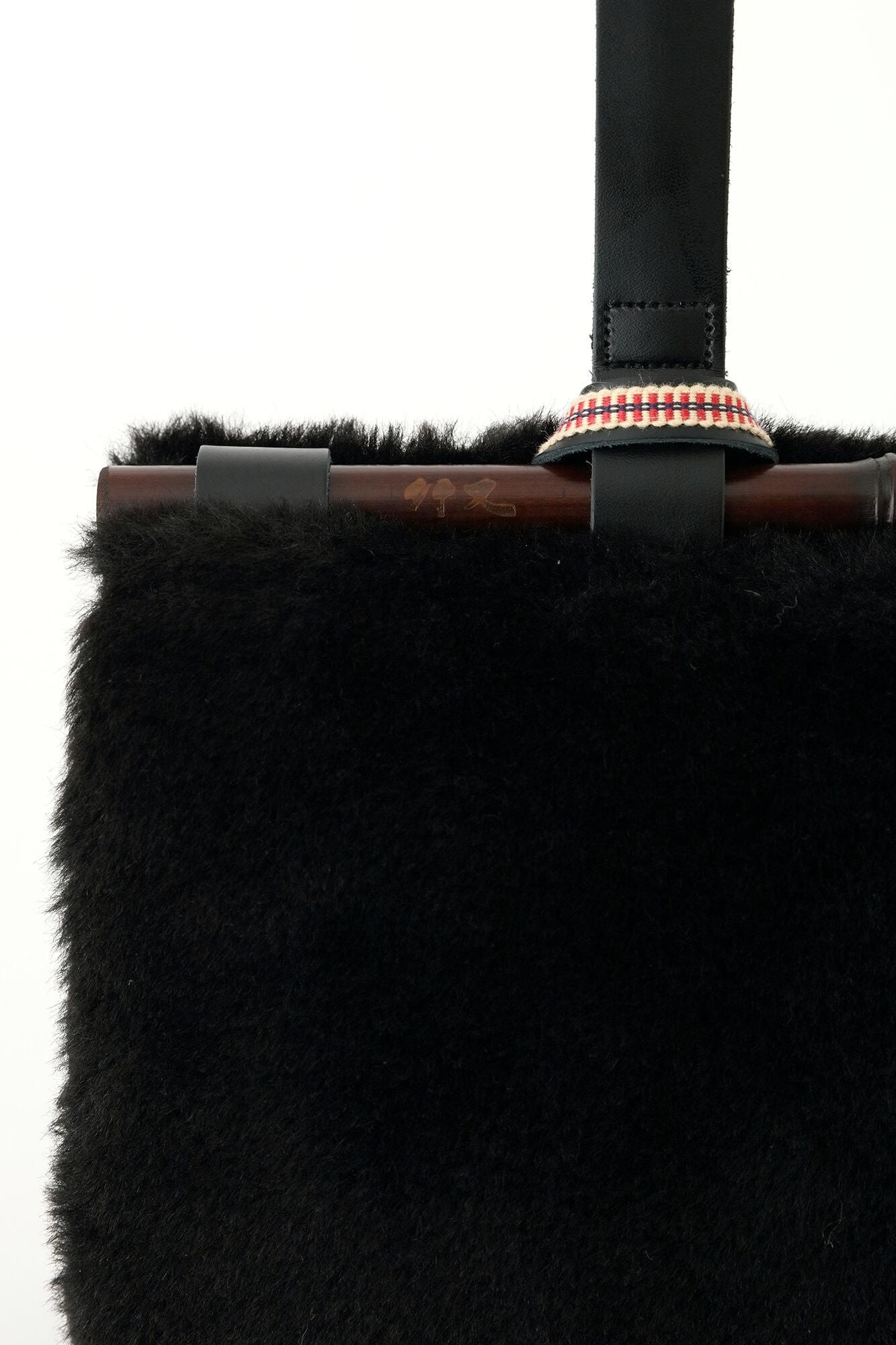 Faux Fur Michiyuki Bamboo Handle Bag Dyed Bamboo Small/ Black 2