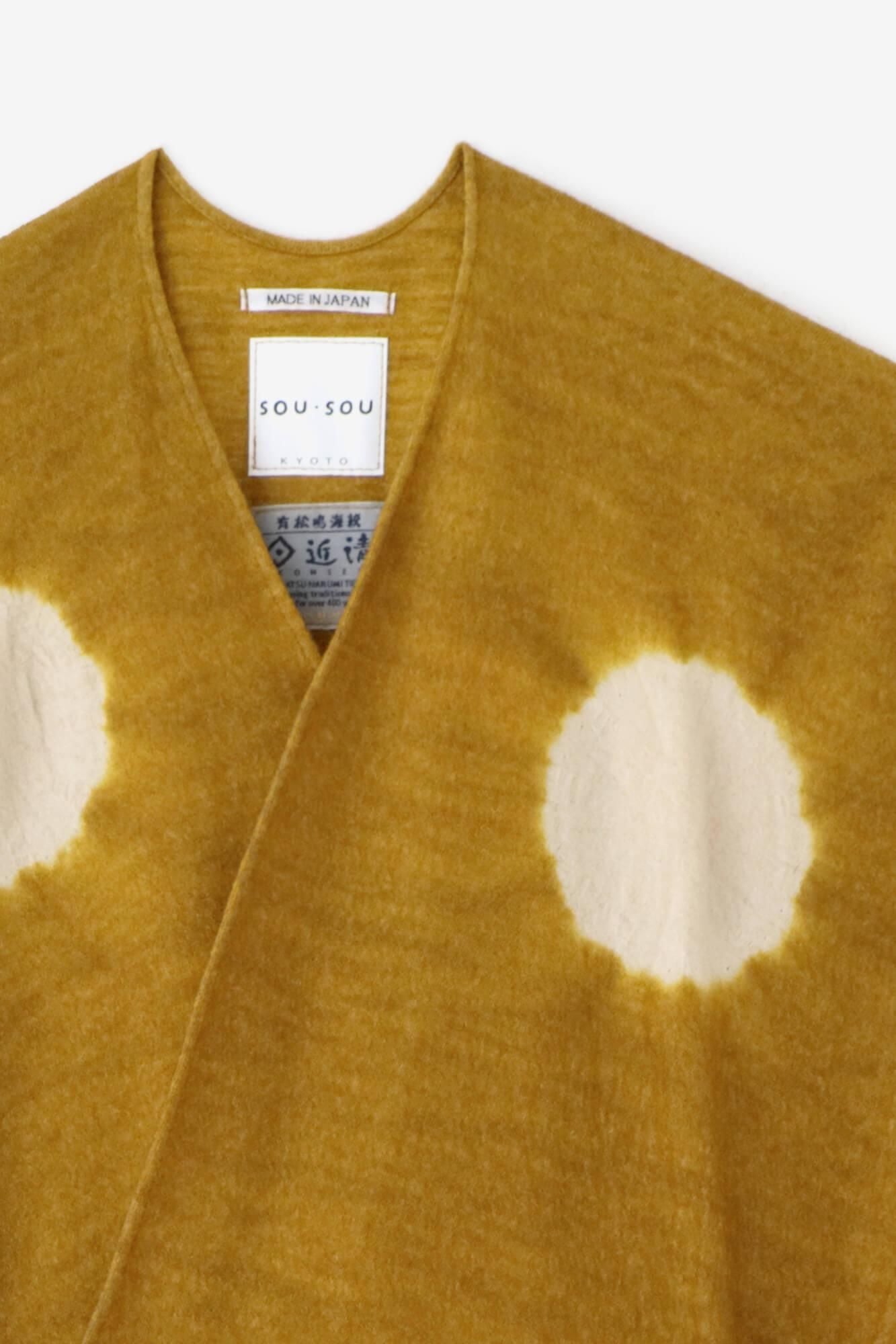 【net限定】近清絞り 梳毛（そもう） 強圧縮天竺（きょうあっしゅくてんじく） きさらぎ／水玉大（みずたまだい） 芥子色（からしいろ）×榛色（はしばみいろ）