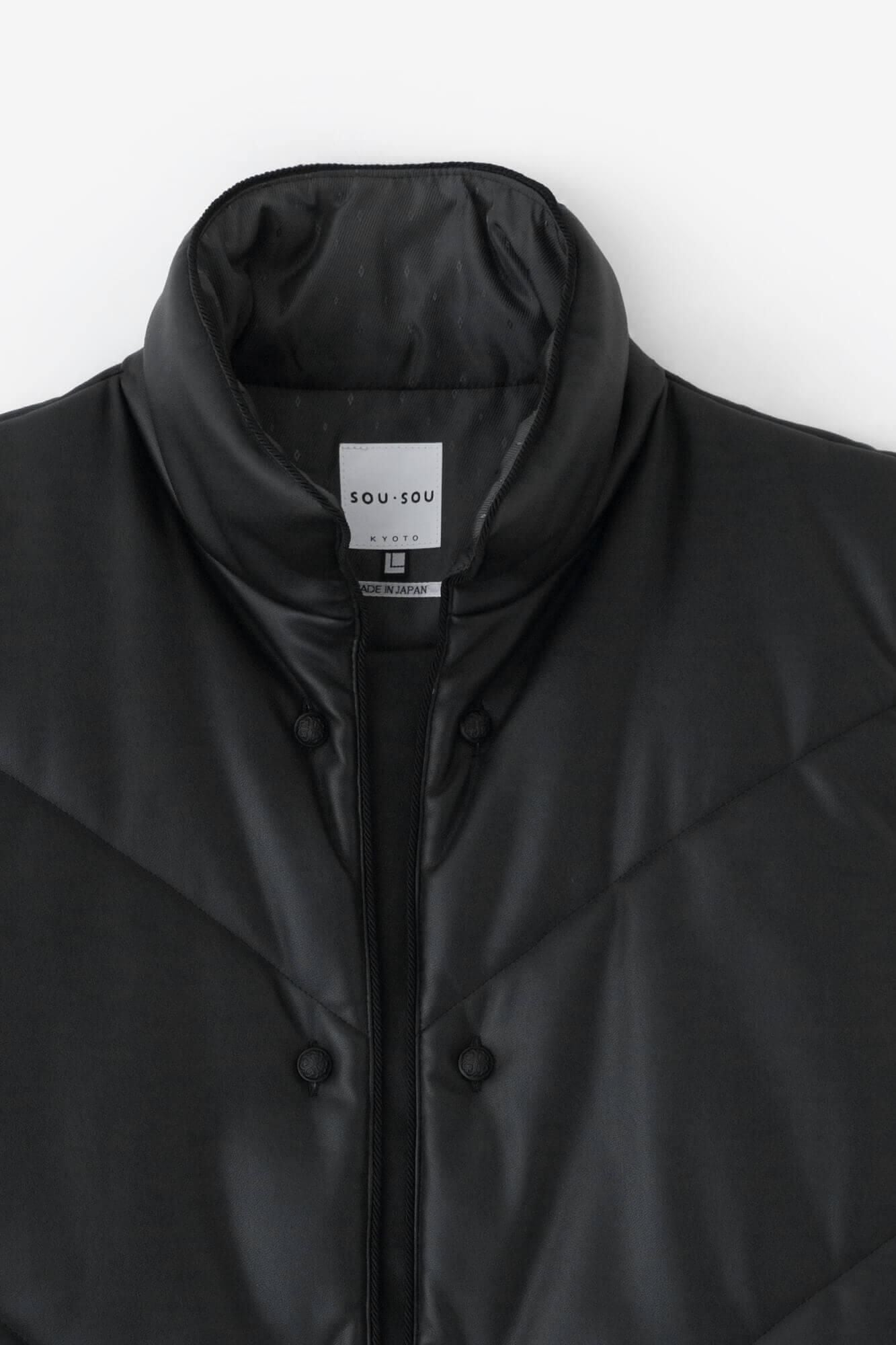 人造皮革 陣羽織夾棉 附裡襯／黑色