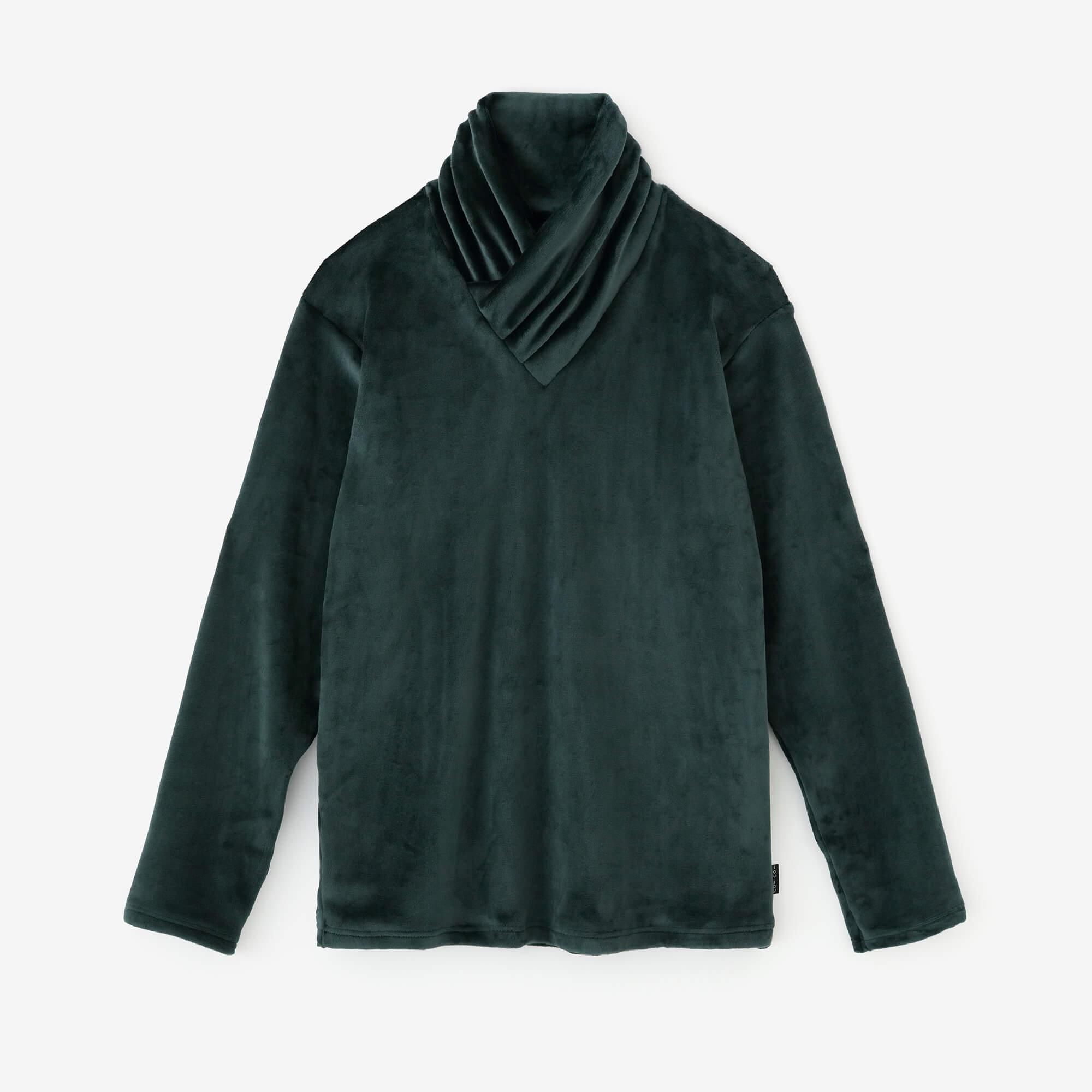 Bomber Heat (R) Velvet Knit Turtle Neck Shirt / Dark Green