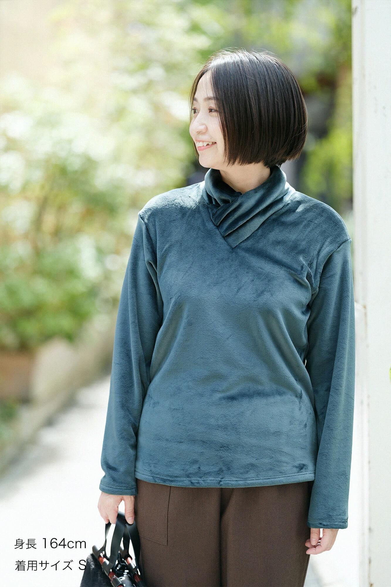 ボンバーヒート(R) 天鵞絨編（びろうどあみ） 衿巻ジバン／深緑色