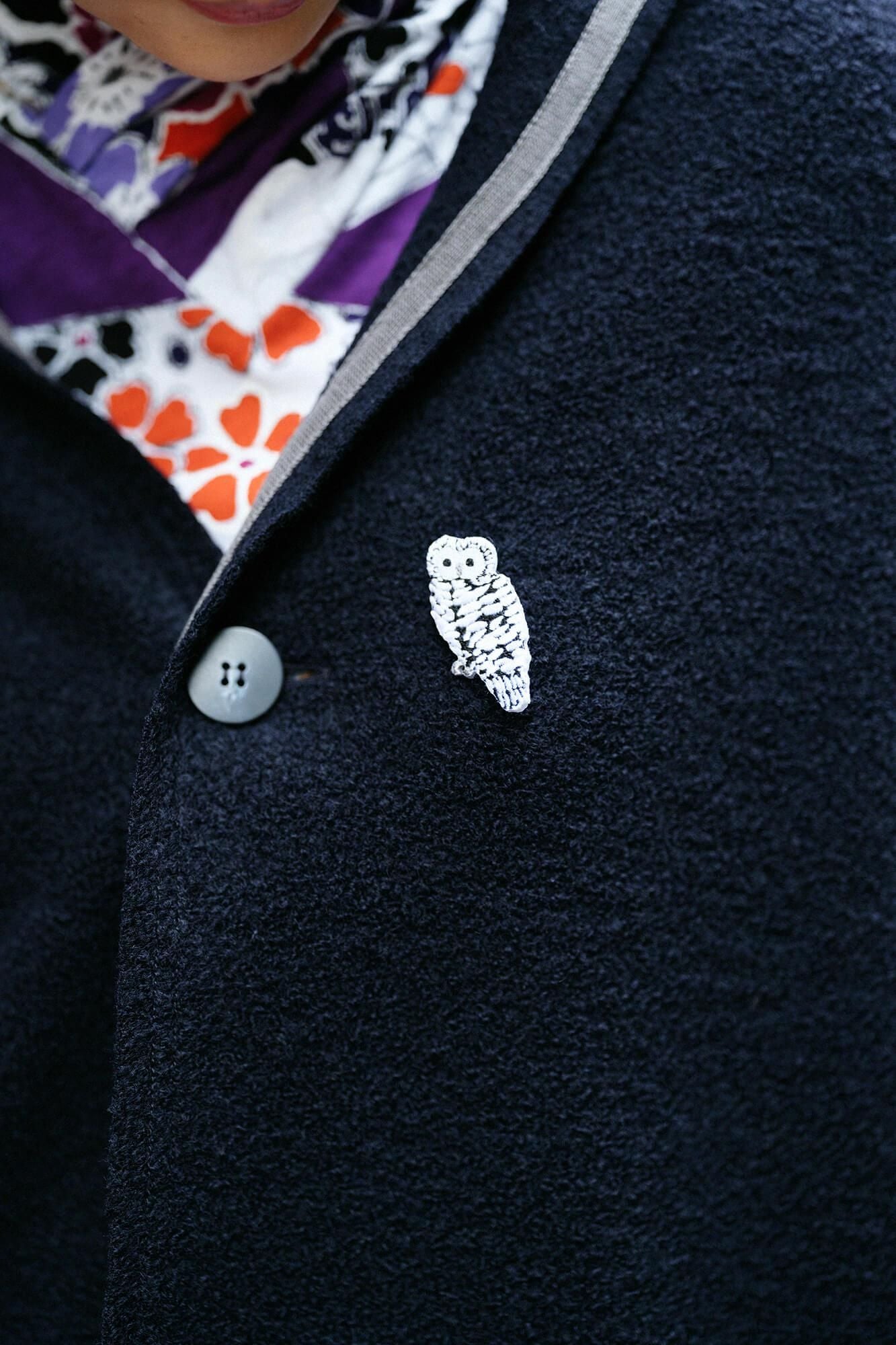 刺繍飾り（ししゅうかざり）／ふくろう 濡羽色（ぬればいろ）