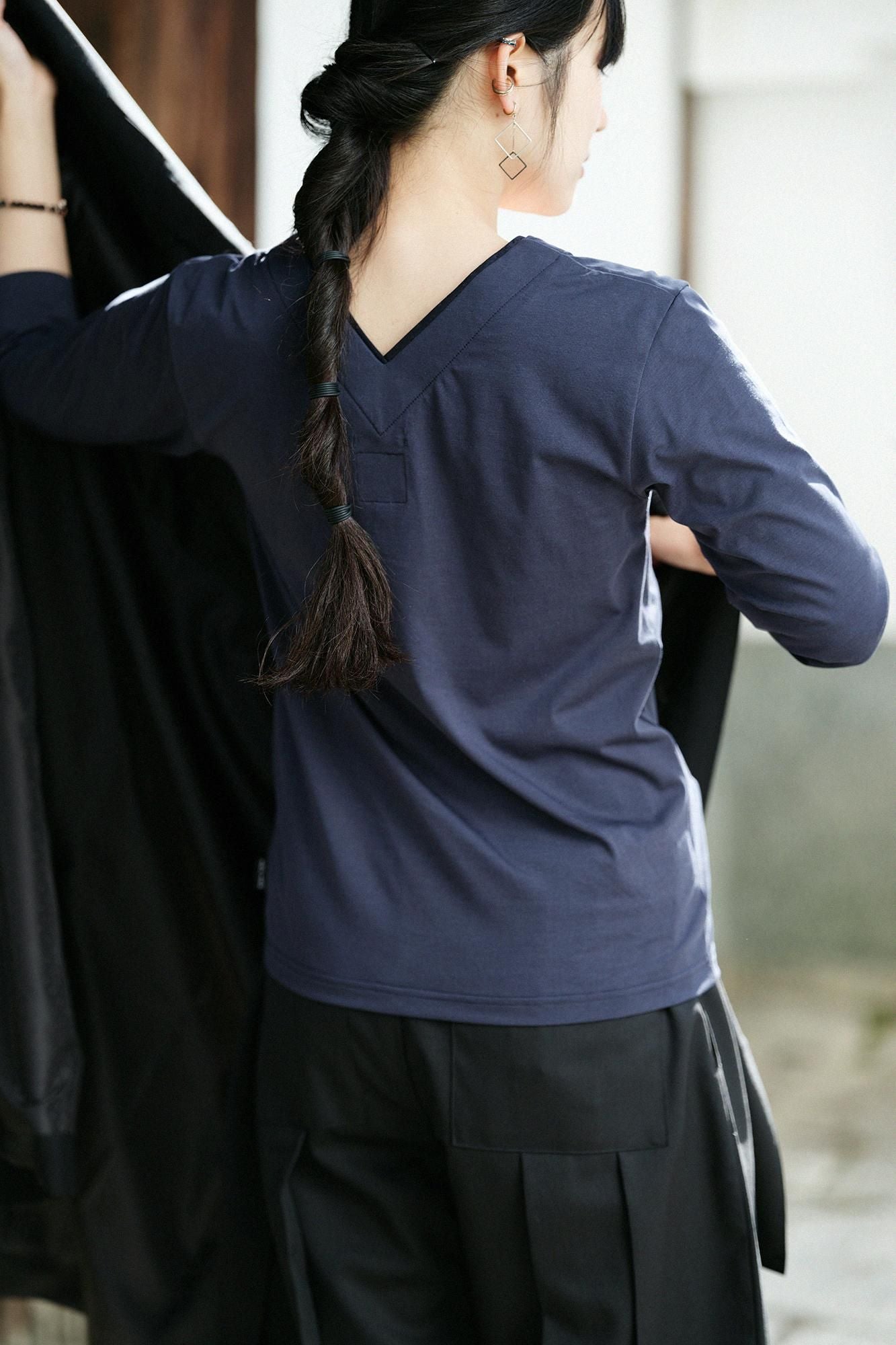 110双 超長綿（ちょうちょうめん）抜半衿（ぬきはんえり）ジバン 七分丈／深紺（しんこん）