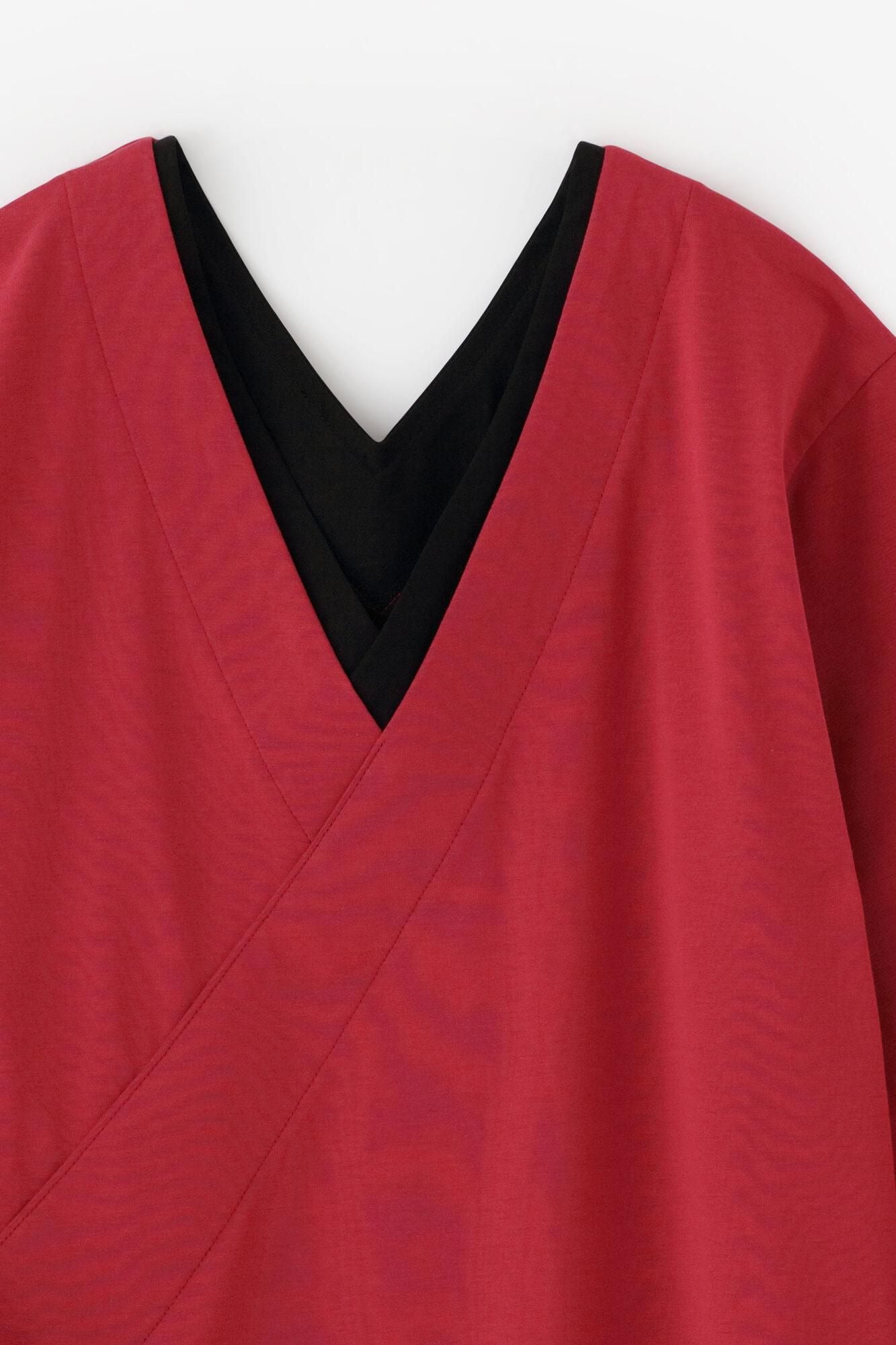 110双 超長綿（ちょうちょうめん） 抜半衿（ぬきはんえり）ジバン 十分丈／深緋（こきひ）