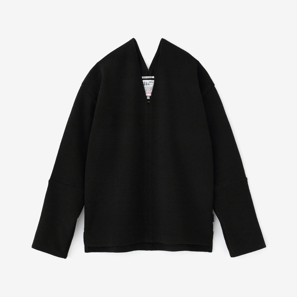 美品　ソウソウ　ワンピース 貫頭衣 ブラック　ウール100% 舶来梳毛（はくらいそもう） 阿弥（あみ） 違い袖貫頭衣（ちがいそで