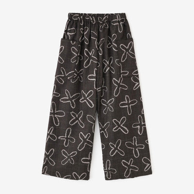 Combed Yarn Houndstooth Weave Square Pockets Monpe Pants / Suzushiro Deep Brown