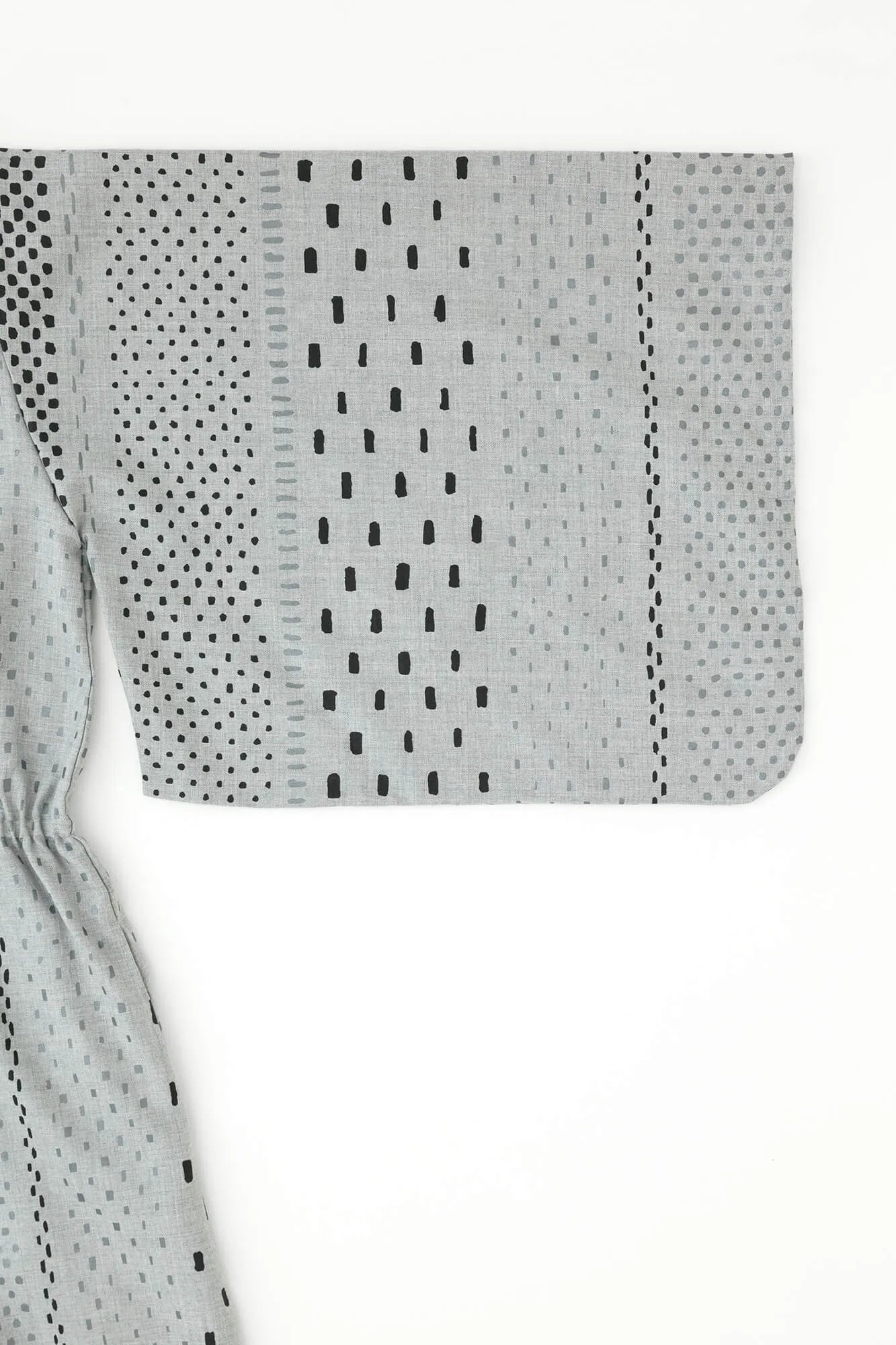 【net limited】Combed Yarn（So-mo) Double V-neck Kimono Dress／Hail Stripesand Blank Silver Grey