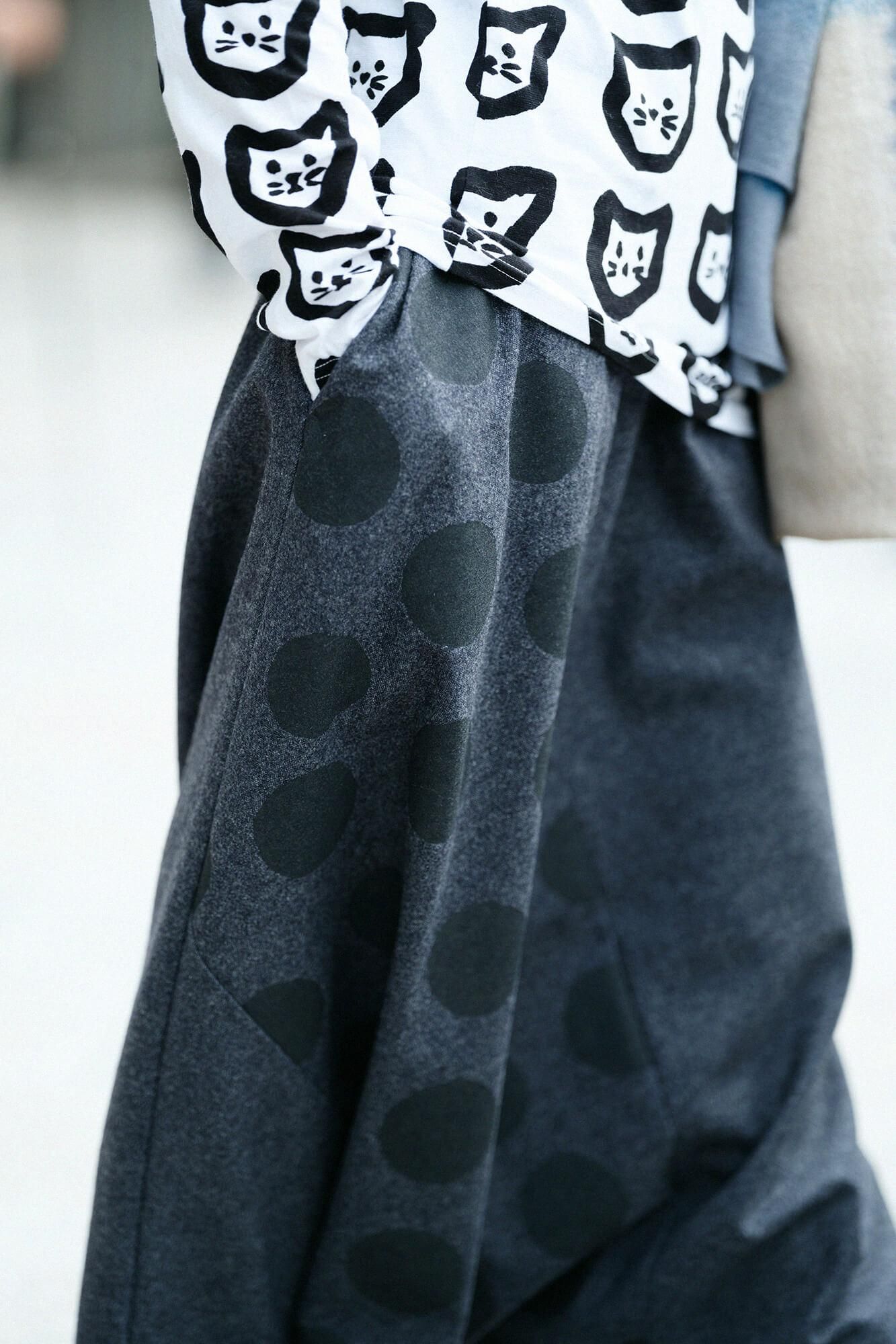 梳毛 富士（飛鼠褲）2.0／深灰色×圓點