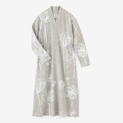 Combed Yarn Interlock Knitting Seba Fubi Kimono Collar Long Dress／Gently Light Grey