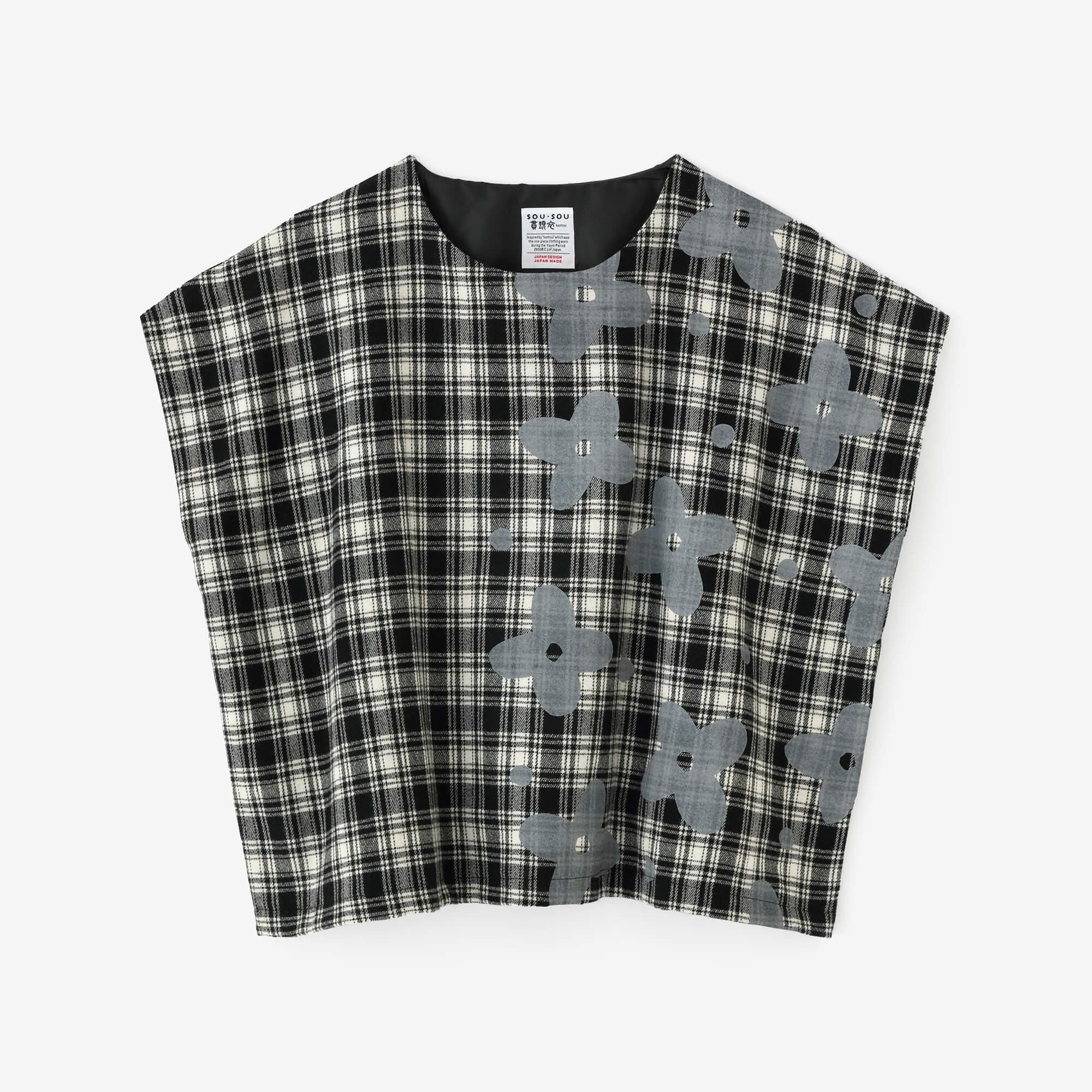 Combed Yarn Lattice Weave Square Top Shoulder Line / Floral Breeze from Mountain and Blank