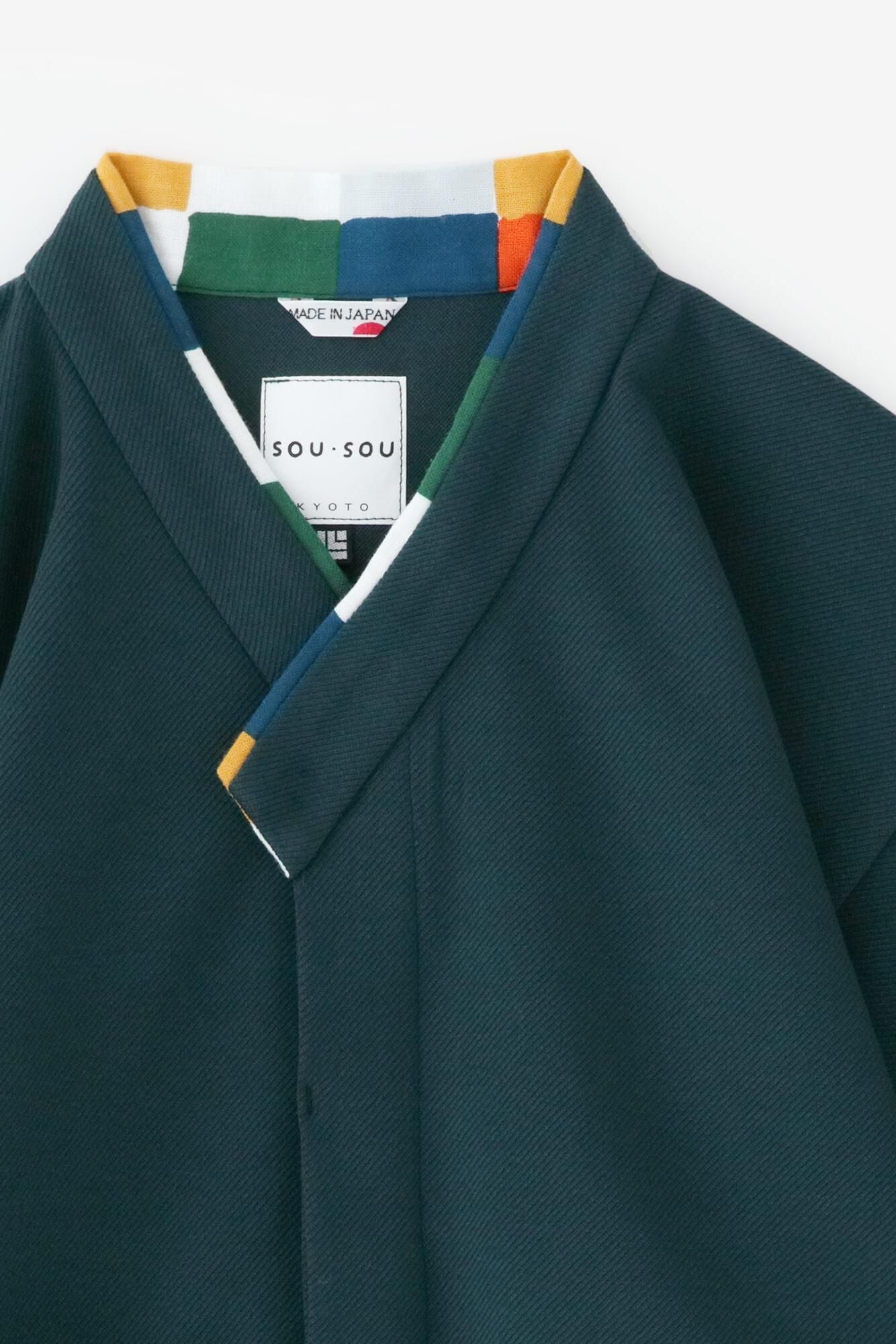 ● Kersey編圓弧袖半衿襯衣/深綠色