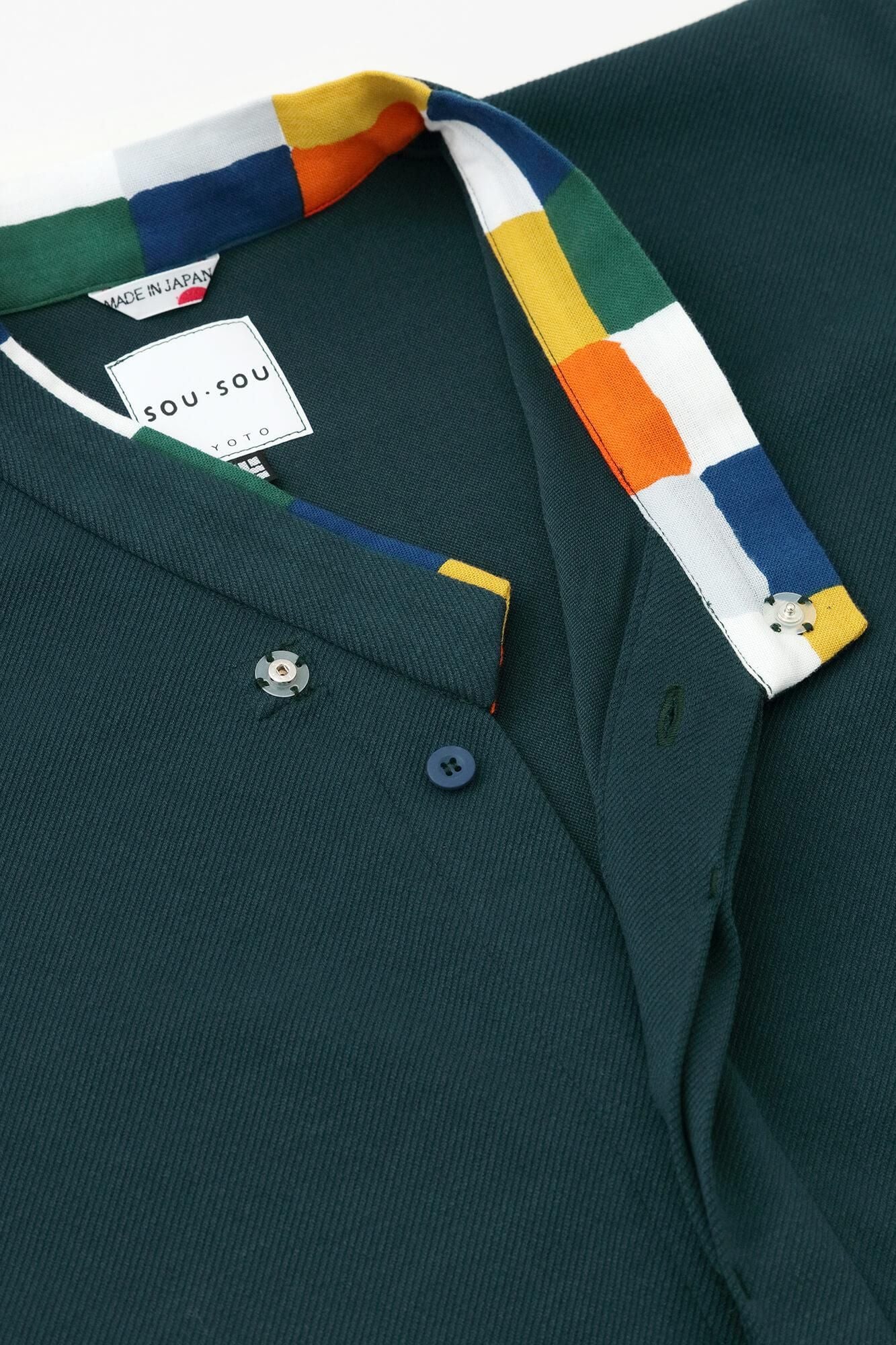 ● Kersey編圓弧袖半衿襯衣/深綠色