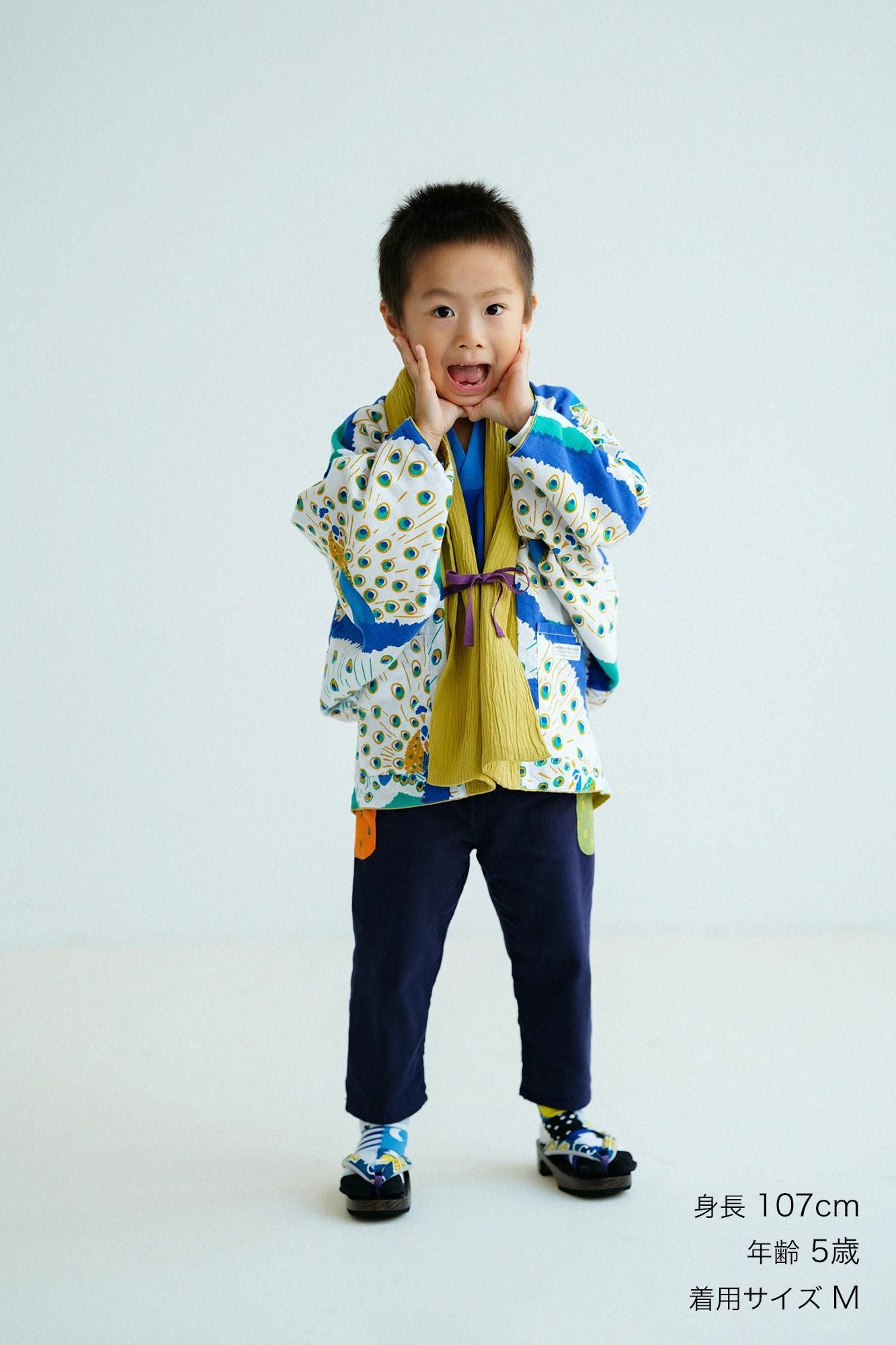 ●伊勢木棉 三袋童裝長褲 附裡襯／深藍