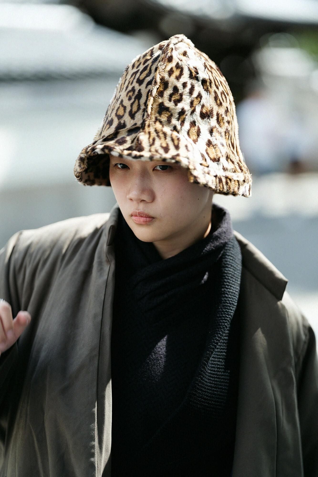人造皮毛 一条笠帽 錣／豹紋