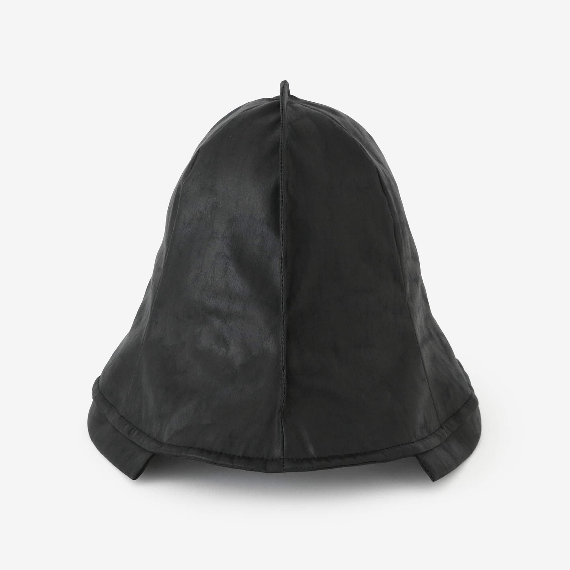 Faux Leather Ichijogasa Shikoro Hat / Black