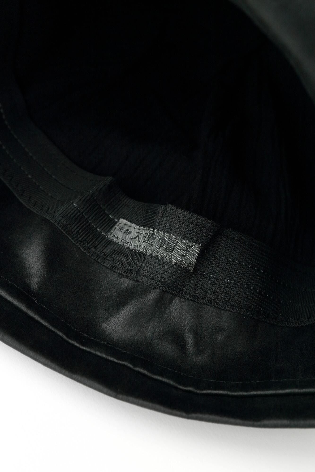 Faux Leather Ichijogasa Shikoro Hat / Black