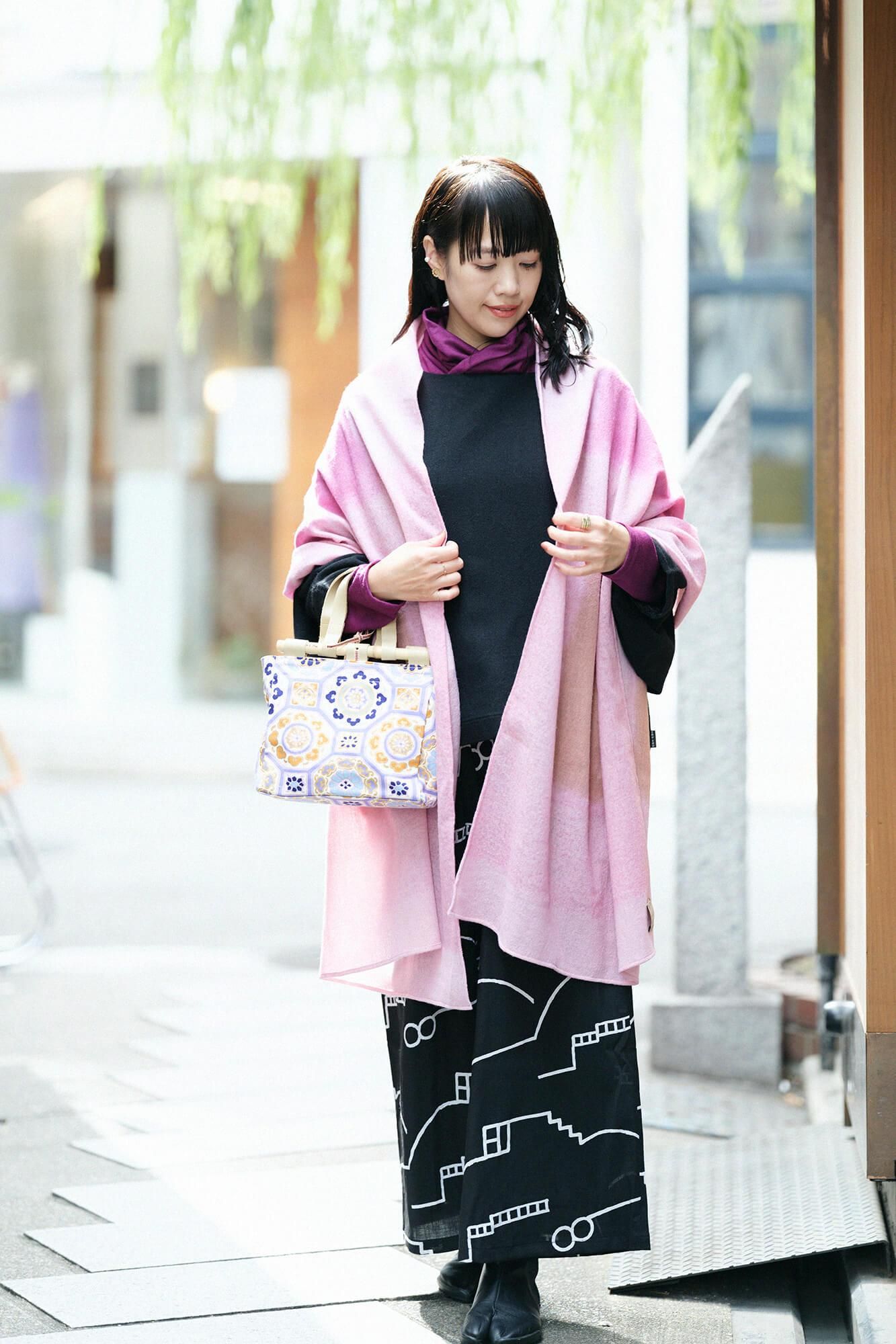 SOU・SOU×Hinata Hatae Scarf / Beige×Pink