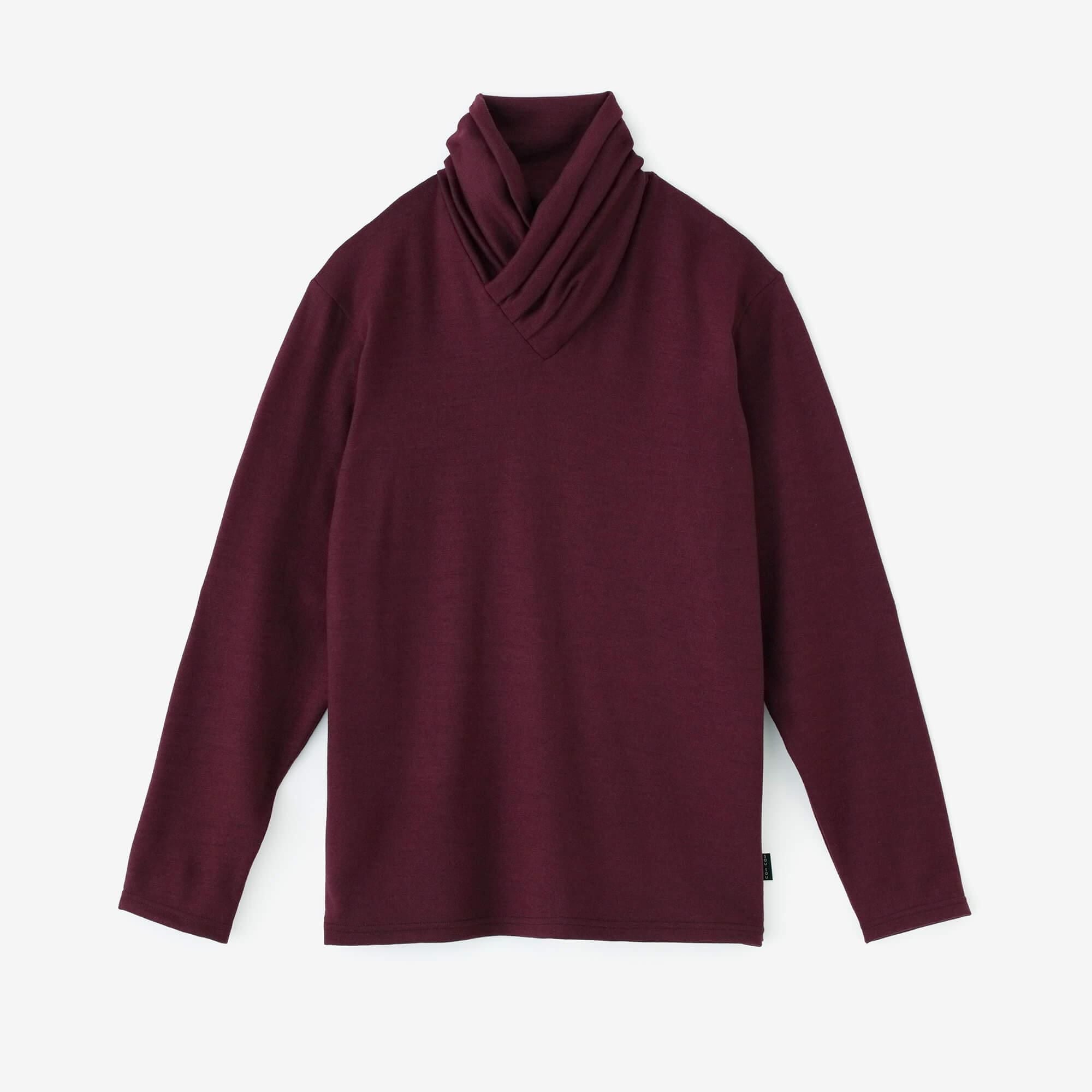 ウォッシャブルウール天竺 衿巻ジバン／柘榴色（ざくろいろ）