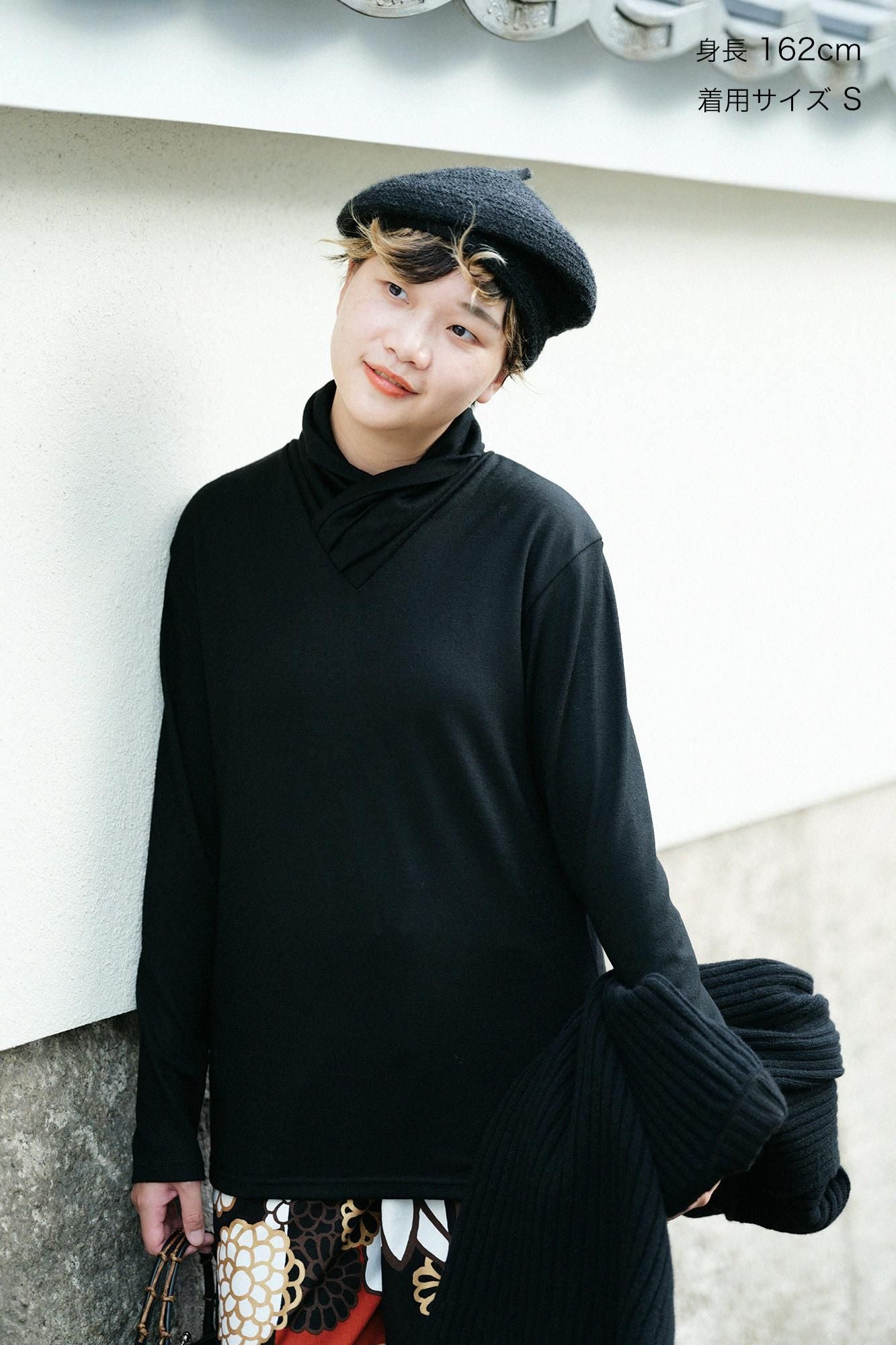 [Réservation] Jersey de laine lavable, col enveloppé giban/nubairo (*expédition prévue vers le 25 novembre)