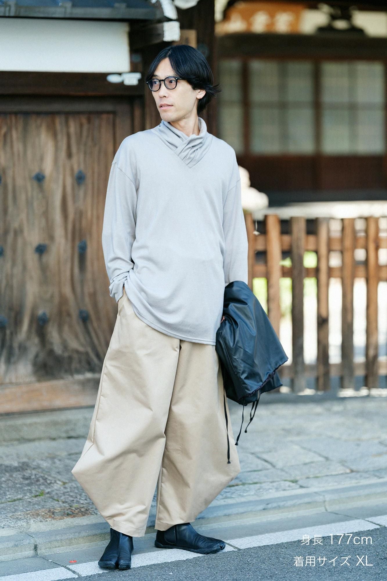 平針織 可洗羊毛 高領上衣／灰汁色