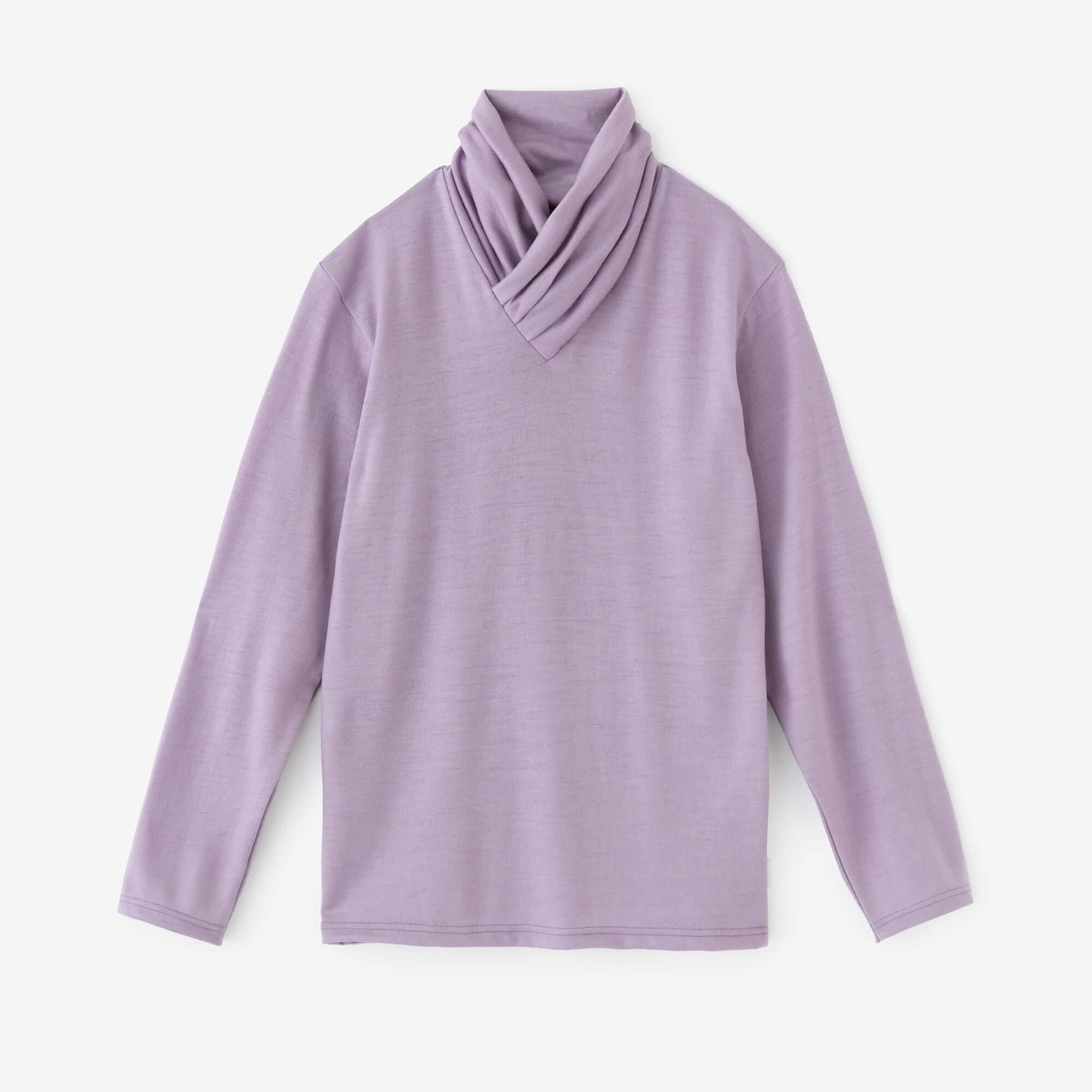 ウォッシャブルウール天竺 衿巻ジバン／紅藤色（べにふじいろ）