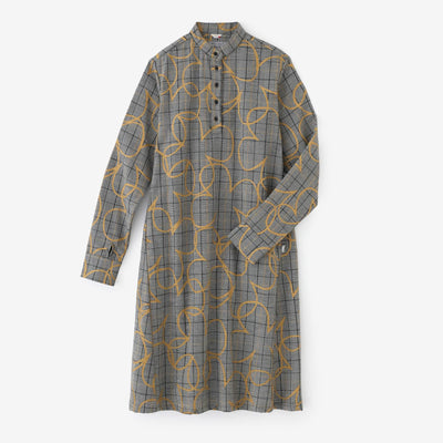 Wool×Linen Blend Check H.N.BIKE One-piece Dress／ Happiness