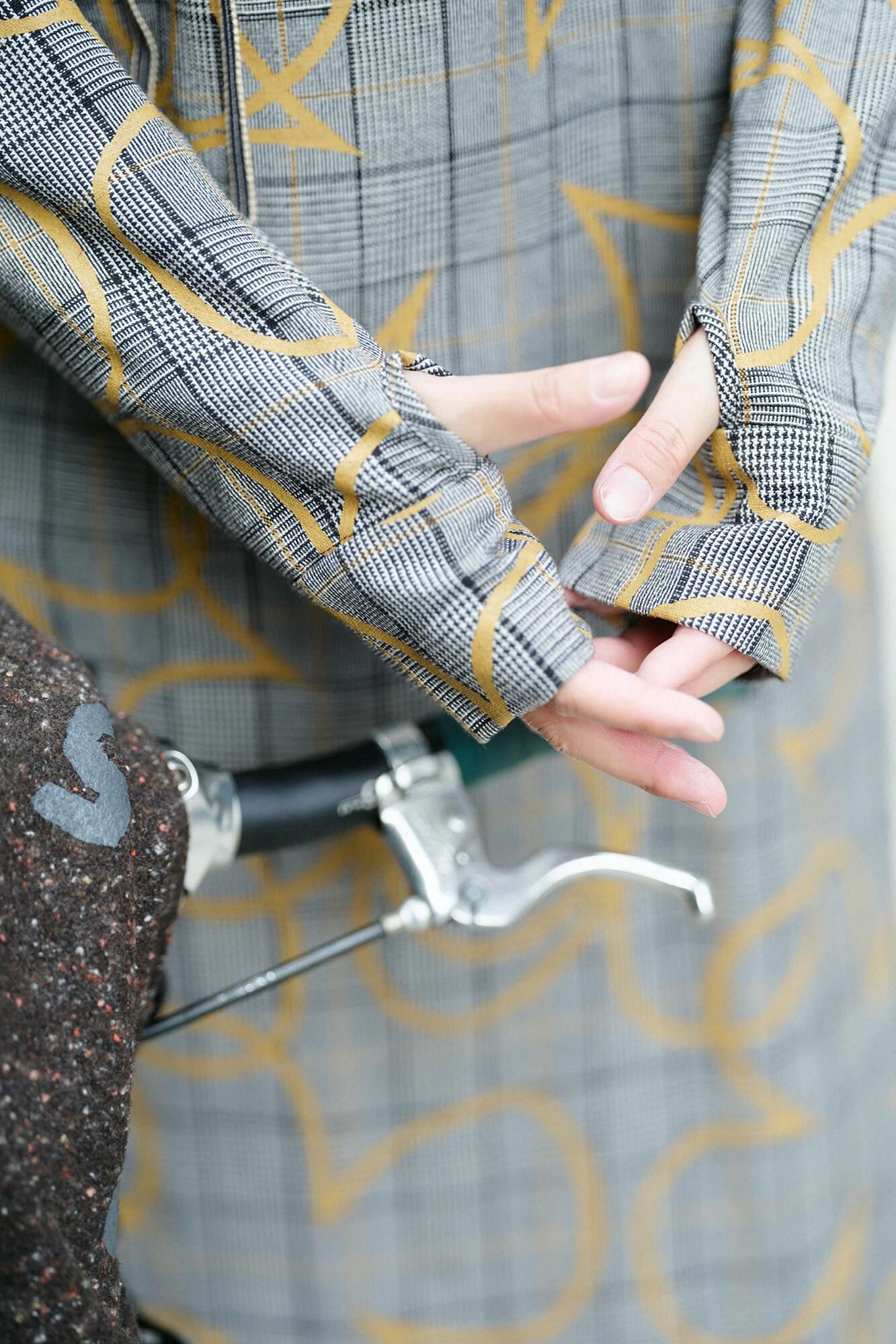 Wool×Linen Blend Check H.N.BIKE One-piece Dress／ Happiness