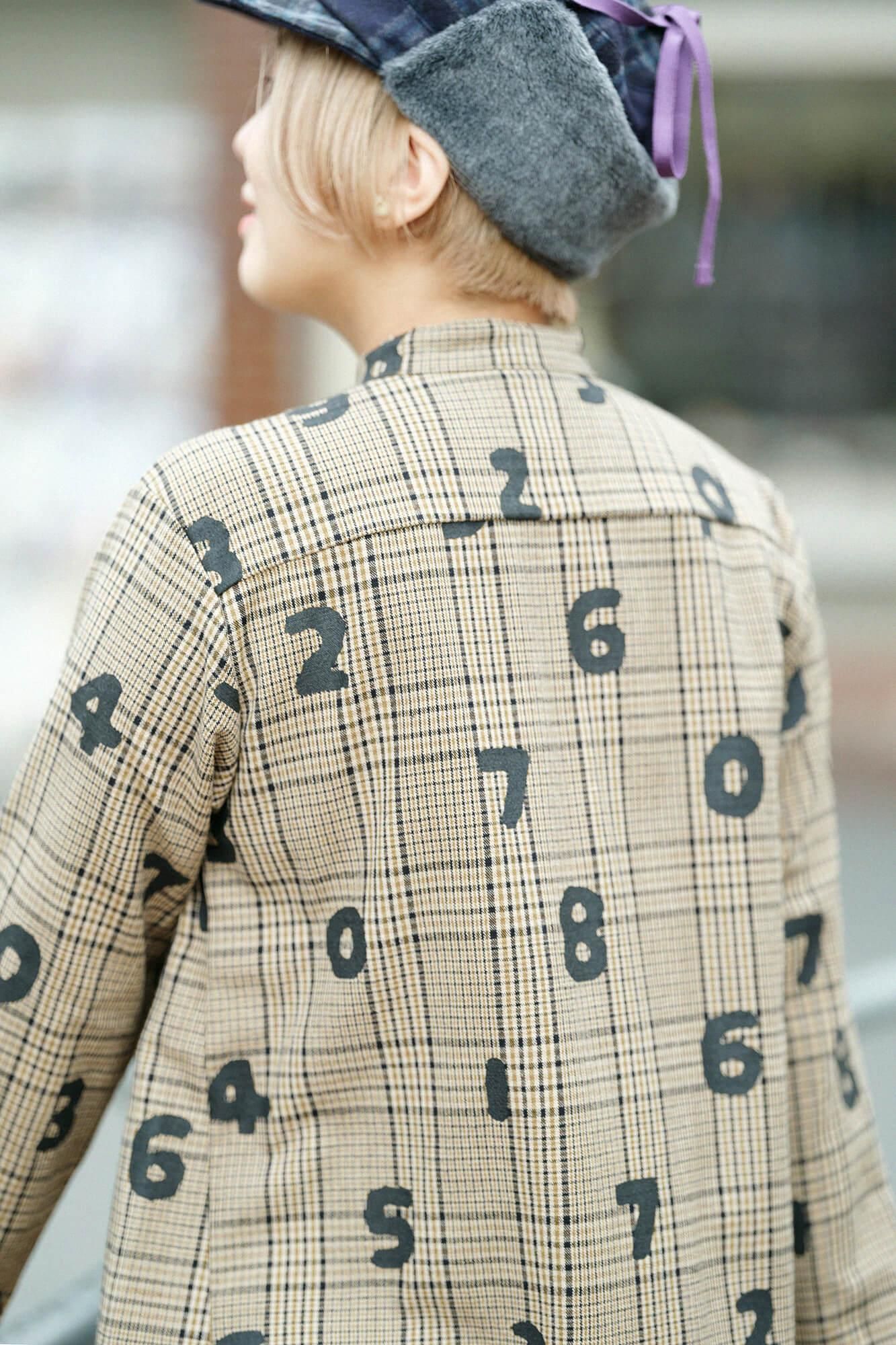 羊毛×麻混紡格紋 H.N.BIKE連身裙  ／SO-SU-U