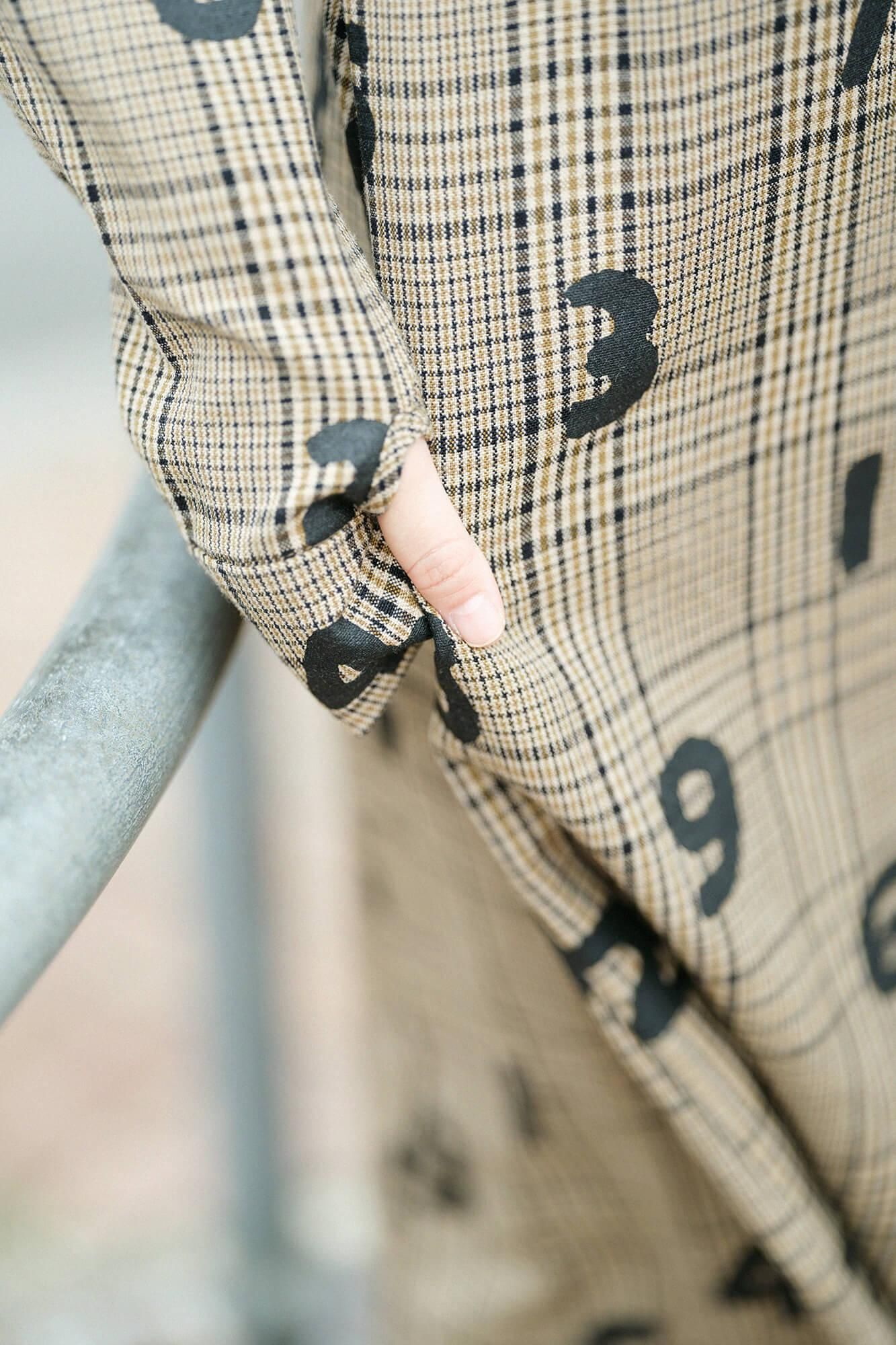 羊毛×麻混紡格紋 H.N.BIKE連身裙  ／SO-SU-U