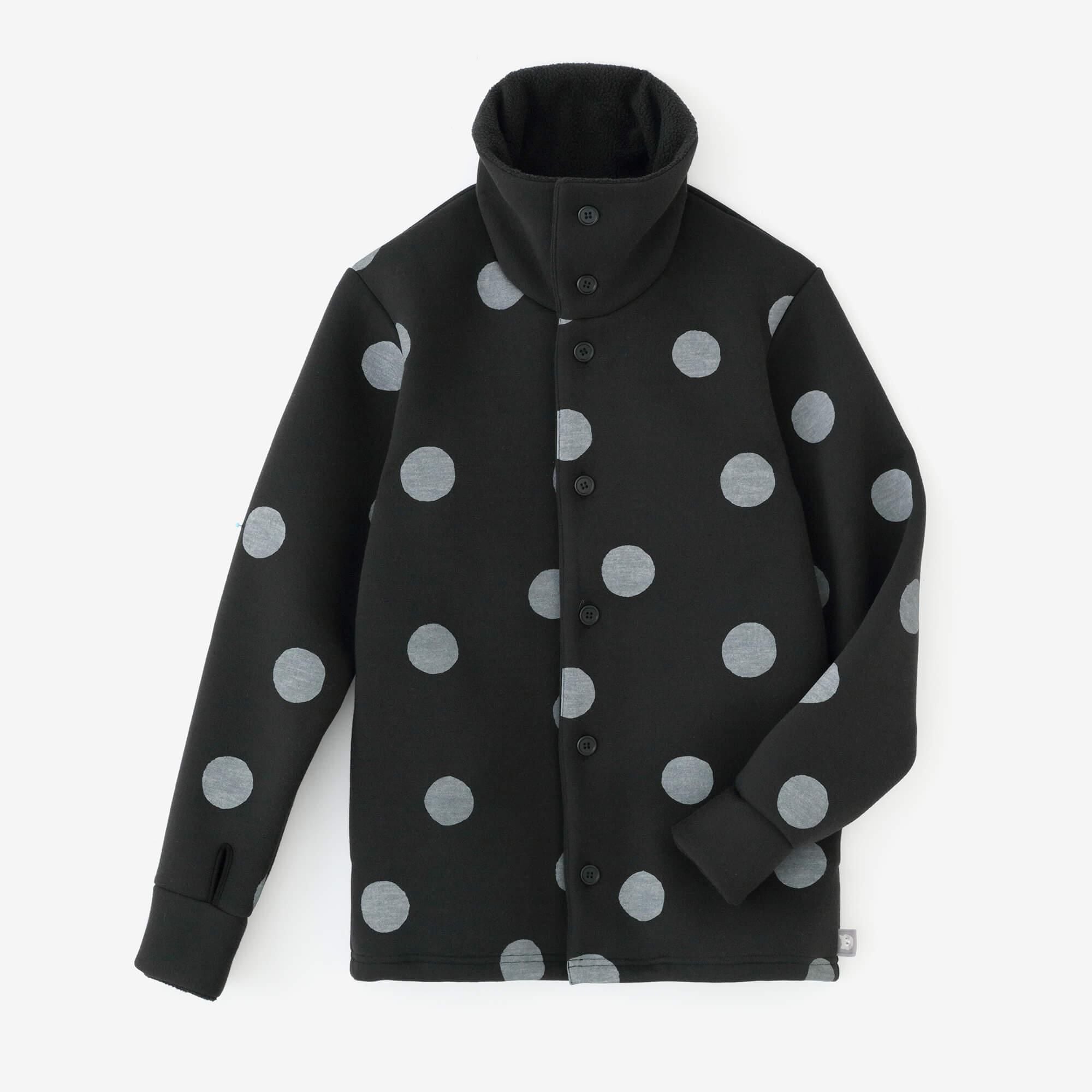 【net Limited】Cardboard Knit Neckwarm Cardigan／Polka Dots Mara Black 