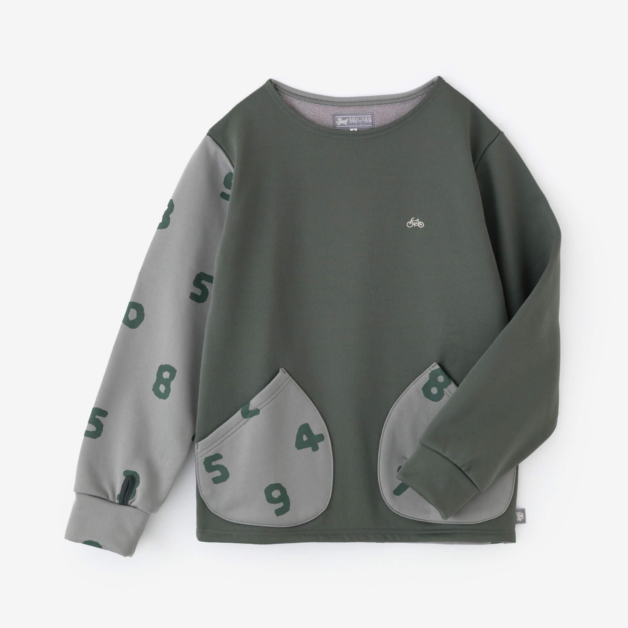 ボンバーヒート(R) ボートネックシャツ／オリーブグリーン×SO-SU-U