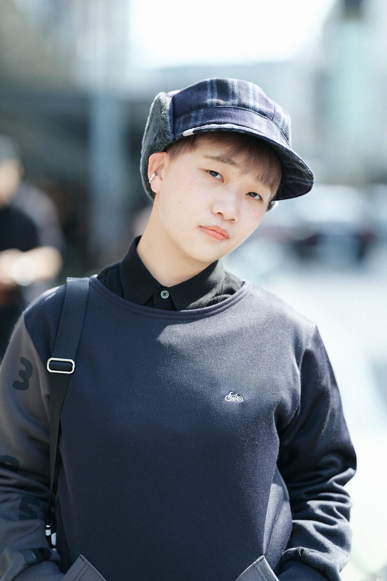 봄버 히트(R) 보트 넥 셔츠/네이비 블랙 xSO-SU-U