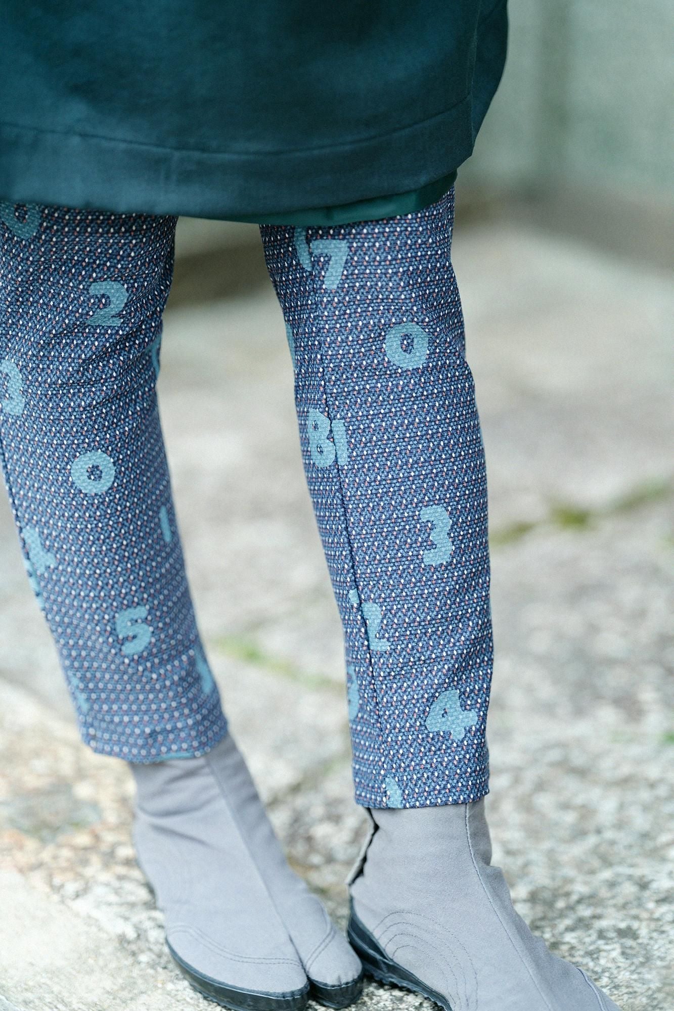 【net limited】Jacquard Knit(Ami) Fine Pattern(Hishikomon) Slim-type Leggings Pants／SO-SU-U