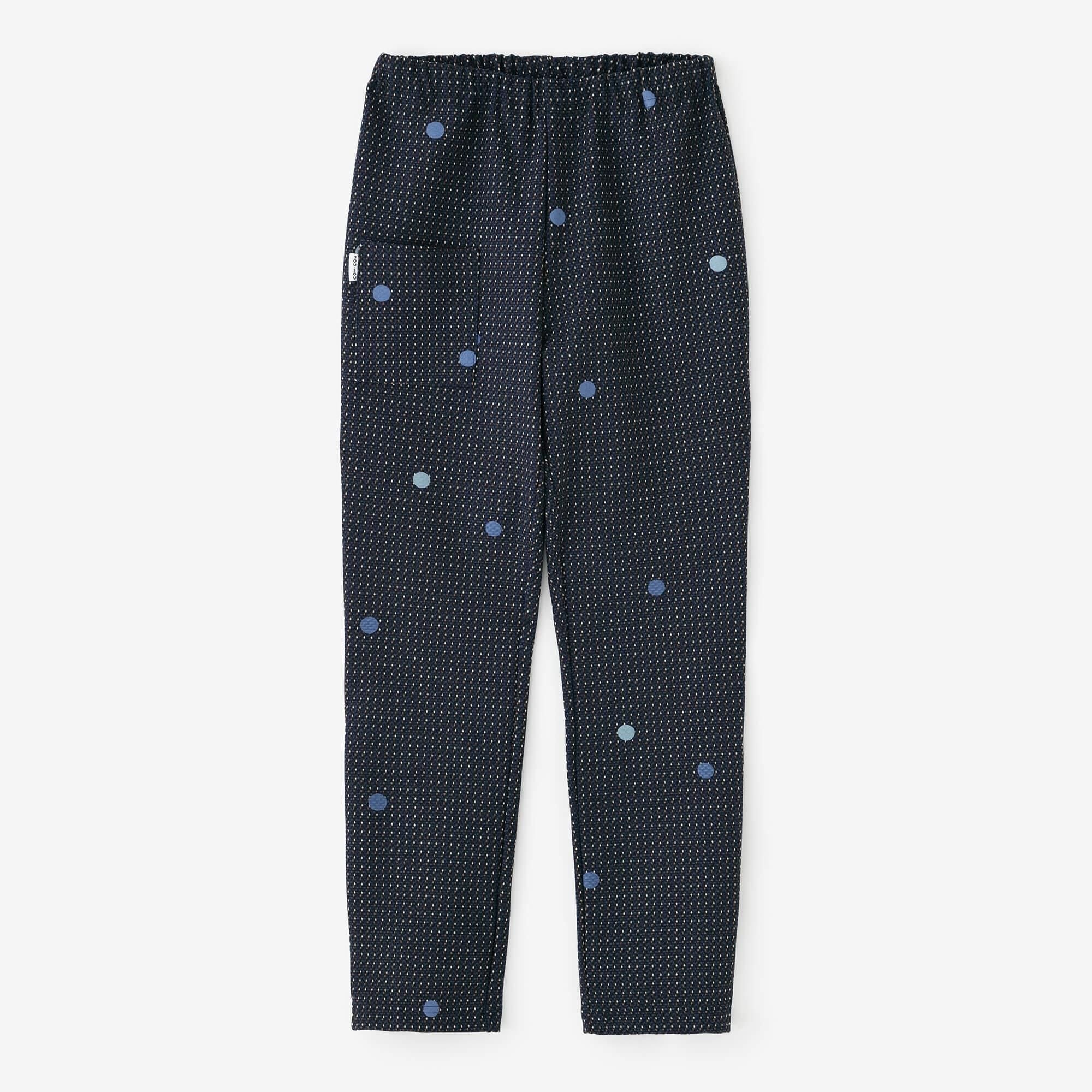 緹花針織菱小紋（Hishikomon）窄版細腿褲/山水玉