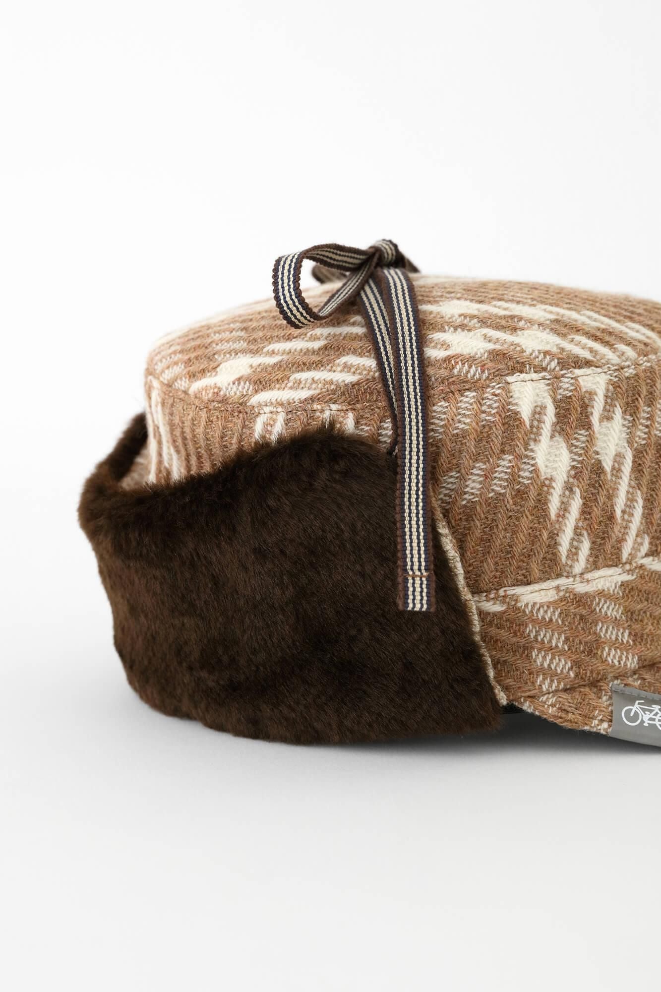 提花 Boa BIKE CAP/棕色格纹 x SO-SU-U Kon (Nubairo)