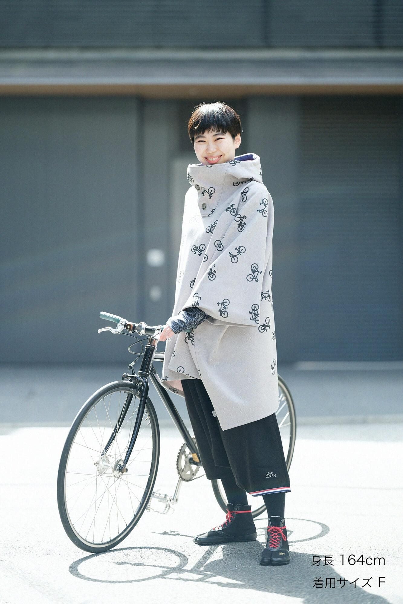 【◯预购】人字形织缇花针织BIKE斗篷／单车处处和留白银灰色（※预计于12月2日左右发货）