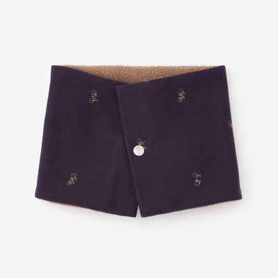 【net限定】リバーシブル BIKEネックウォーマー／チャリンチャリンマーラ 紫紺色（しこんいろ）