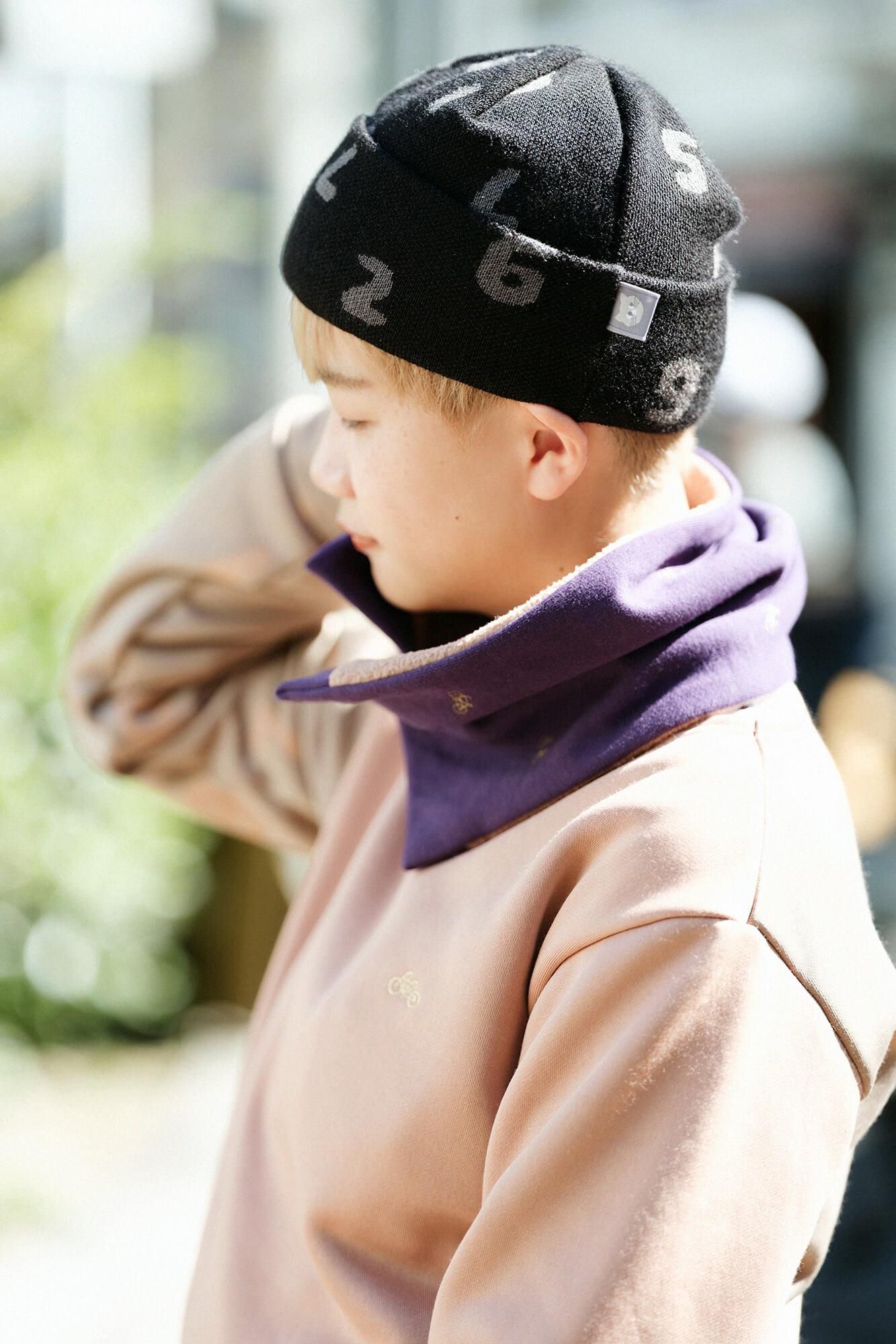 【net限定】リバーシブル BIKEネックウォーマー／チャリンチャリンマーラ 紫紺色（しこんいろ）