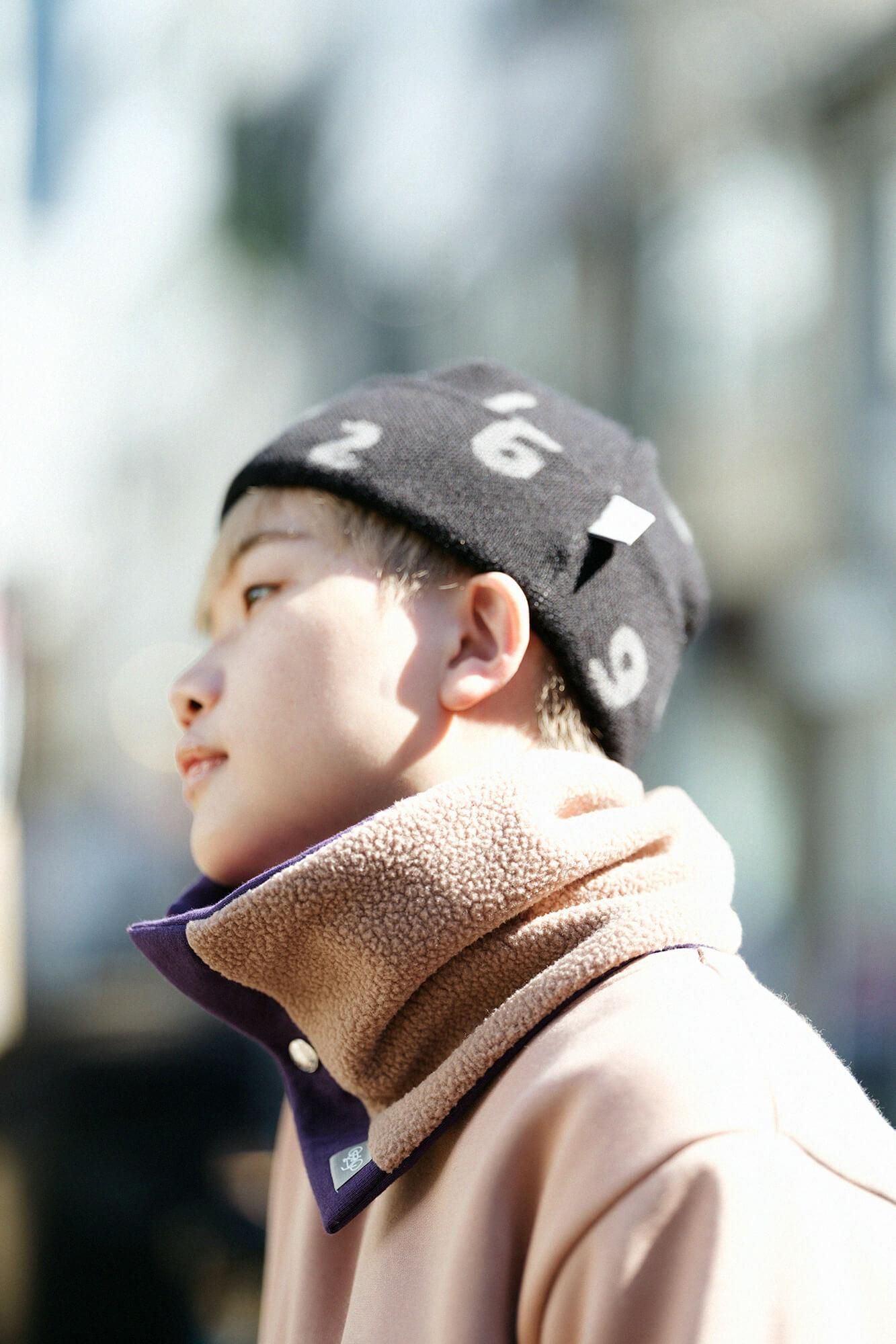 【net限定】リバーシブル BIKEネックウォーマー／チャリンチャリンマーラ 紫紺色（しこんいろ）