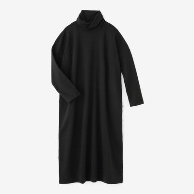 【預購】Soft Thermo(R) 內起絨高領長袖連身裙 超長版／黑色（※預計於12月9日左右發貨）