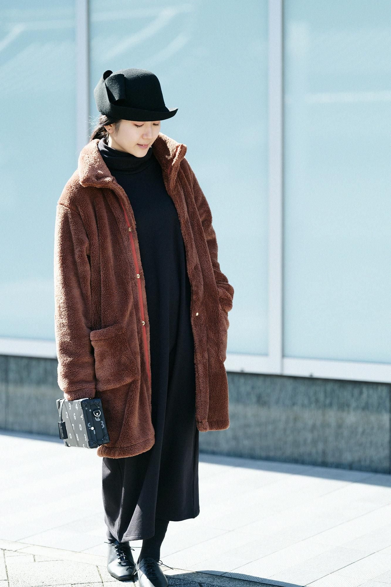 【預購】Soft Thermo(R) 內起絨高領長袖連身裙 超長版／黑色（※預計於12月9日左右發貨）