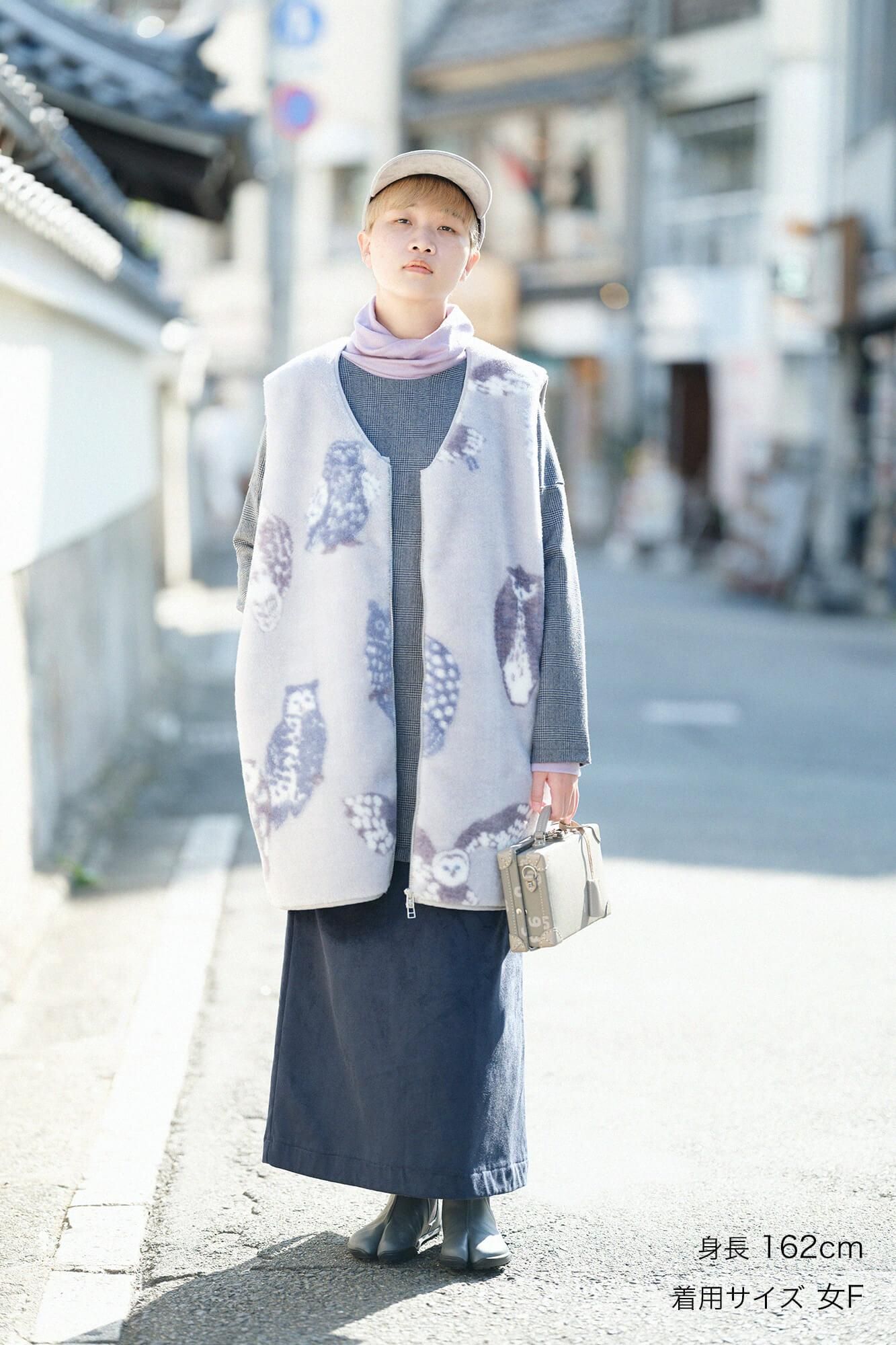 [预约]SOU・SOU×浪漫小杉毛毯外衣背心/猫头鹰（*预定12月9日左右发货）