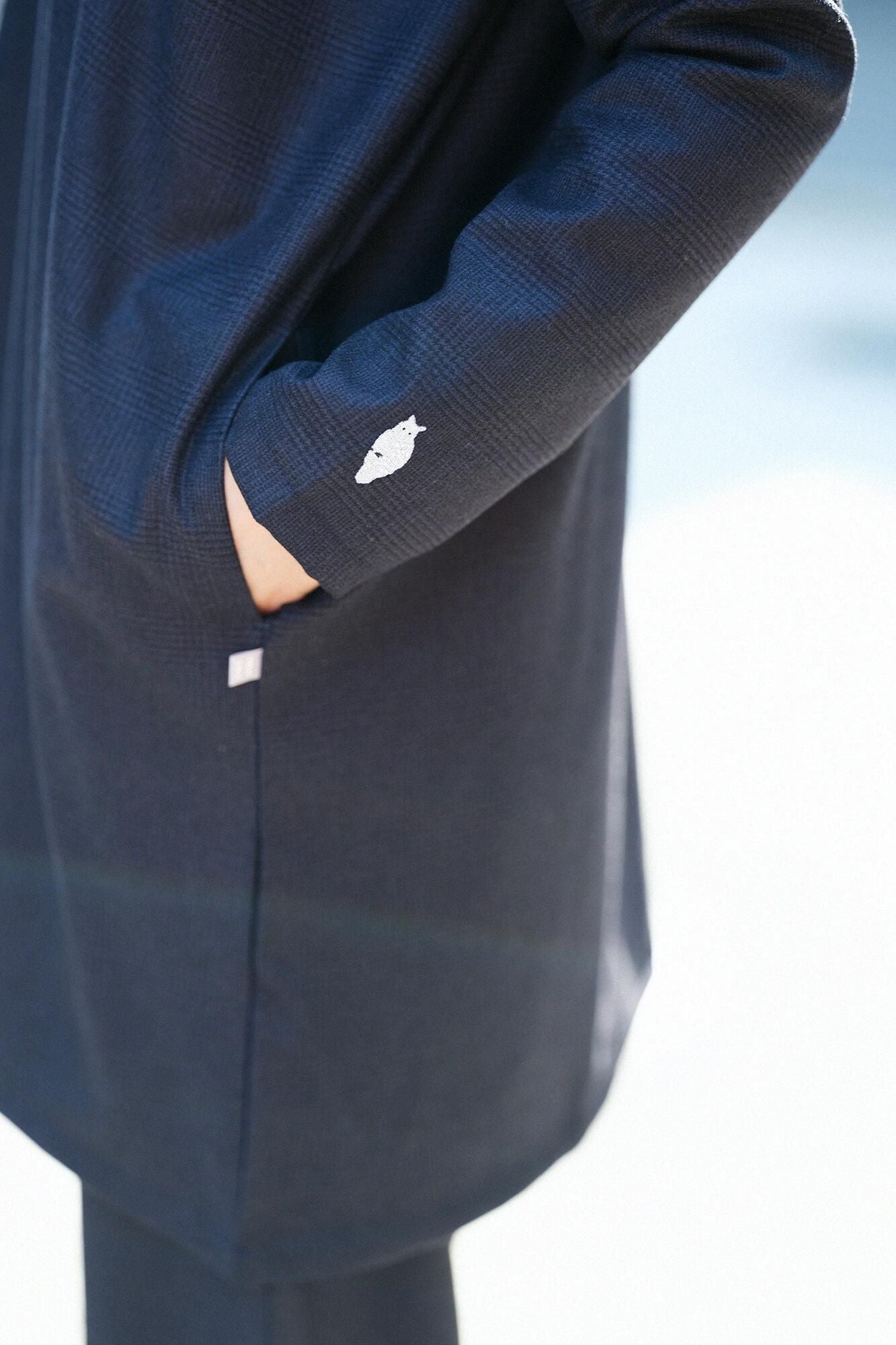 Houndstooth Check Long Sleeve Tunic / Dark Navy