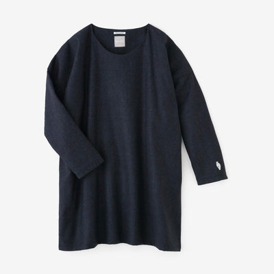 ハウンドトゥースチェック ロングスリーブチュニック／青褐（あおかち）