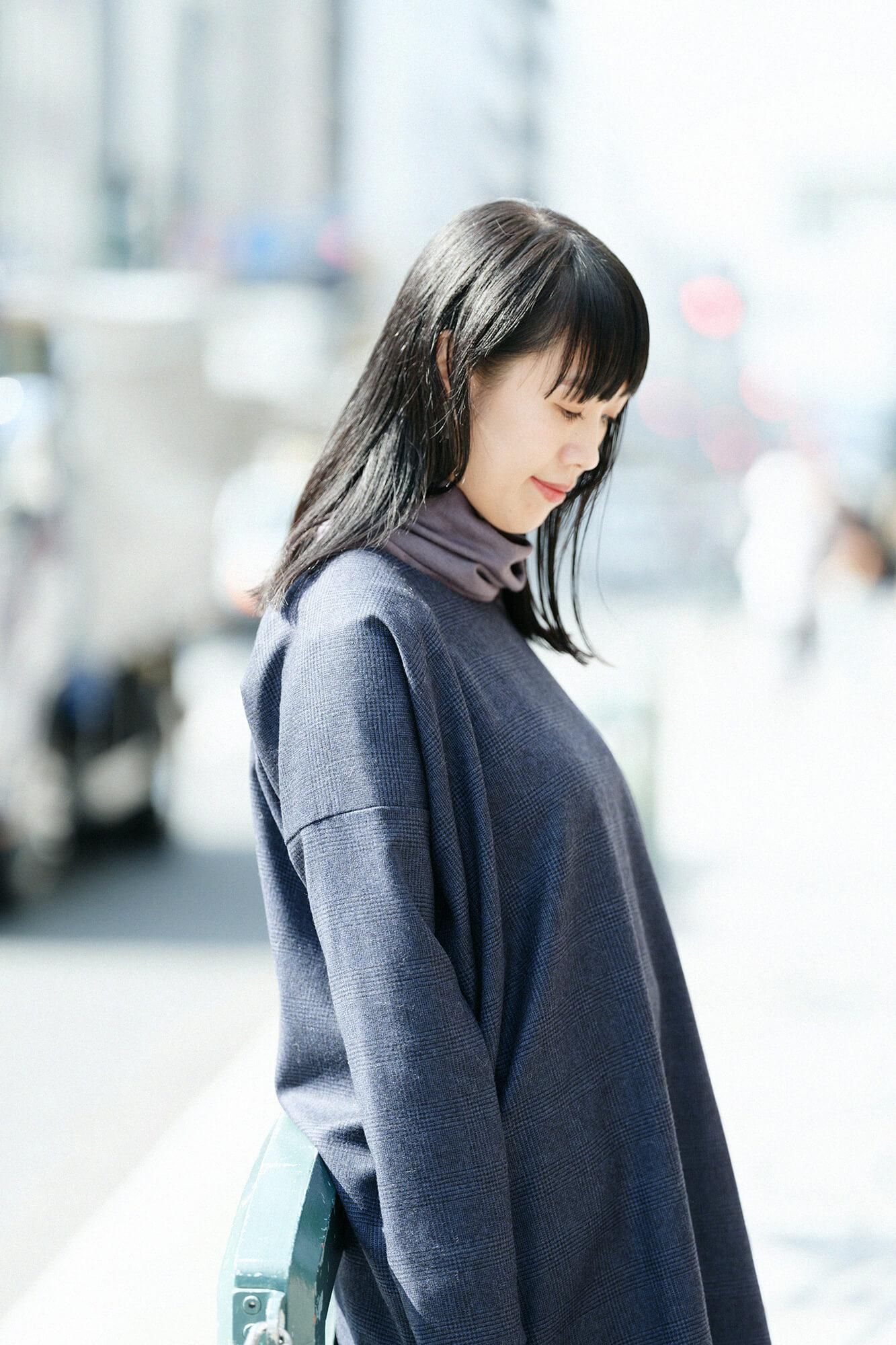 Hound Tooth Check à manches longues tuniques / marron bleu