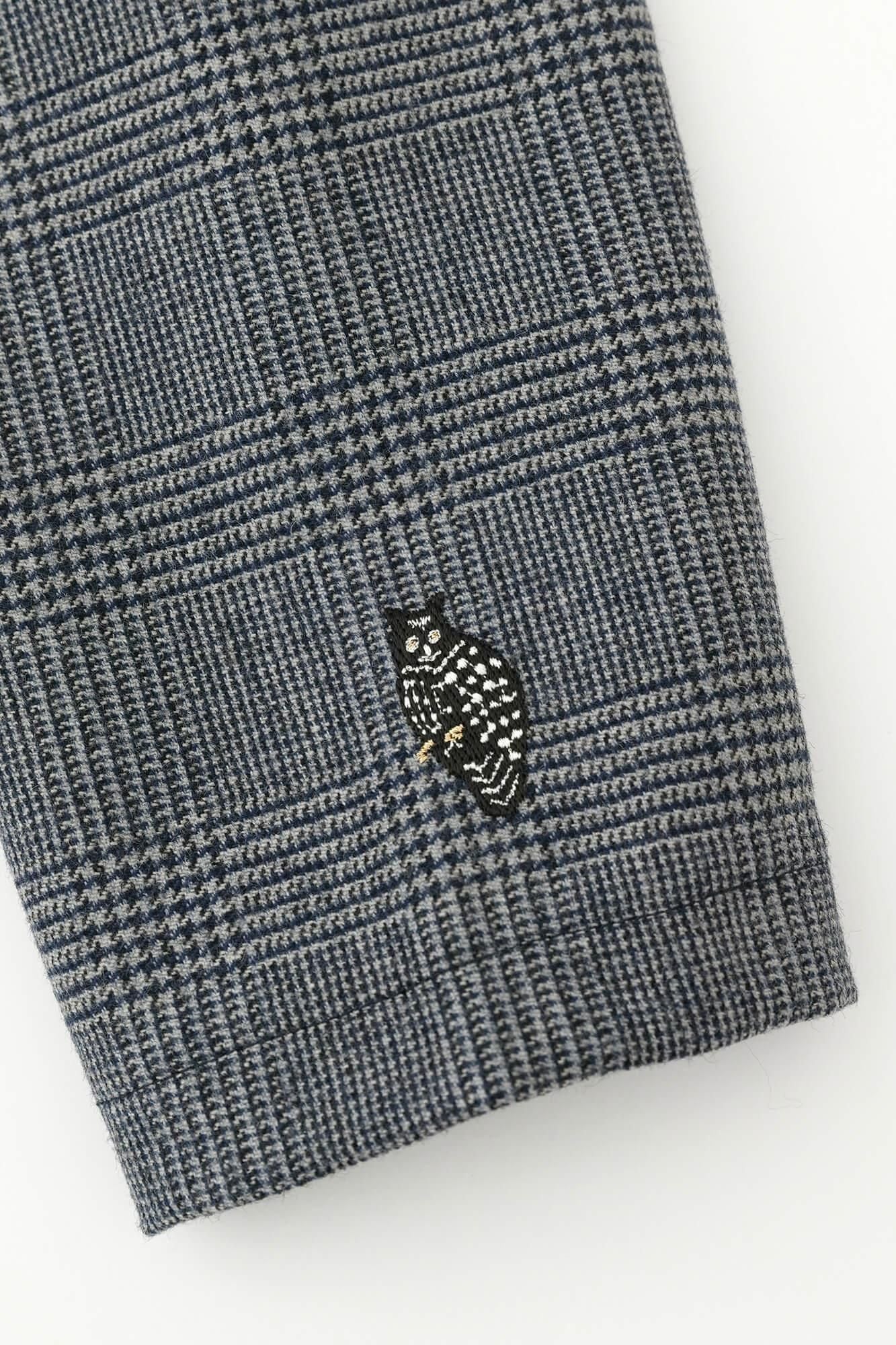 ハウンドトゥースチェック ロングスリーブチュニック／灰青（はいあお）