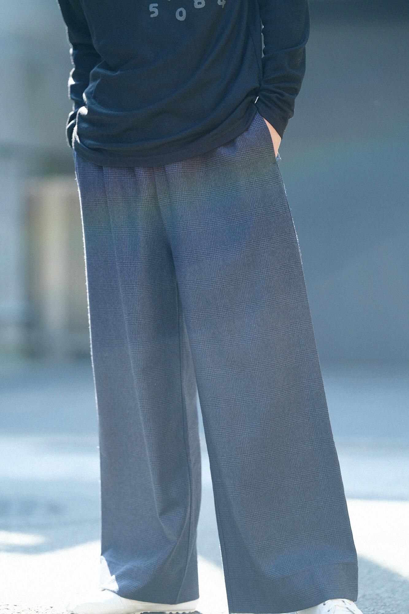 Weite Hose mit Hahnentrittmuster/Blaubraun