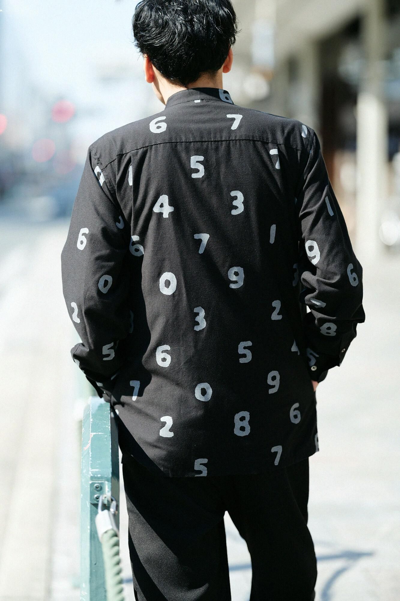 起毛斜紋織 20/20 立領長袖襯衫／SO-SU-U十數 黑色