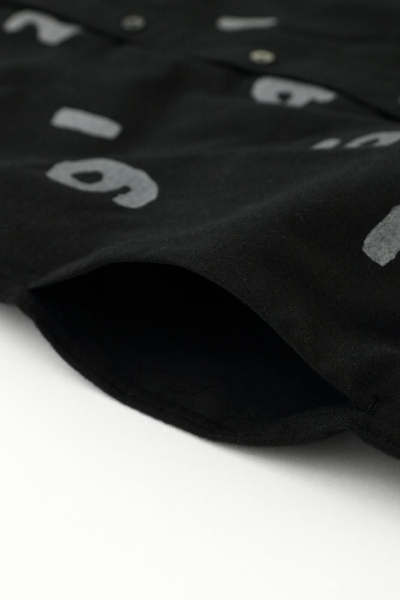 起毛斜紋織 20/20 立領長袖襯衫／SO-SU-U十數 黑色